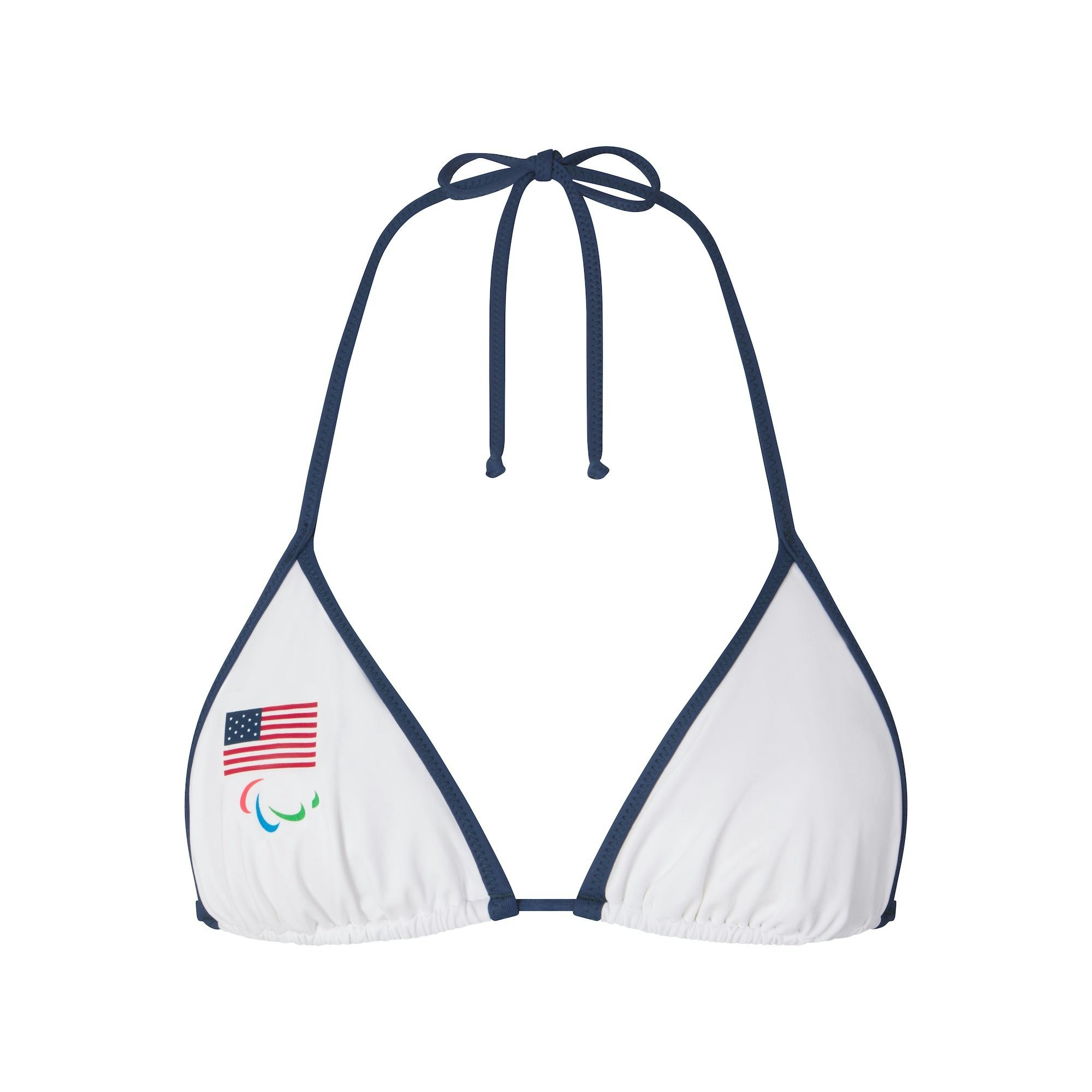SKIMS FOR TEAM USA SIGNATURE SWIM PARALYMPIC TRIANGLE TOP | WHITE (BIKINI TOPS, SWIM) FLAT ON A WHITE BACKGROUND | FLT