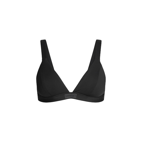 SIGNATURE SWIM FIXED TRIANGLE BIKINI TOP | ONYX FLAT ON A WHITE BACKGROUND | FLT