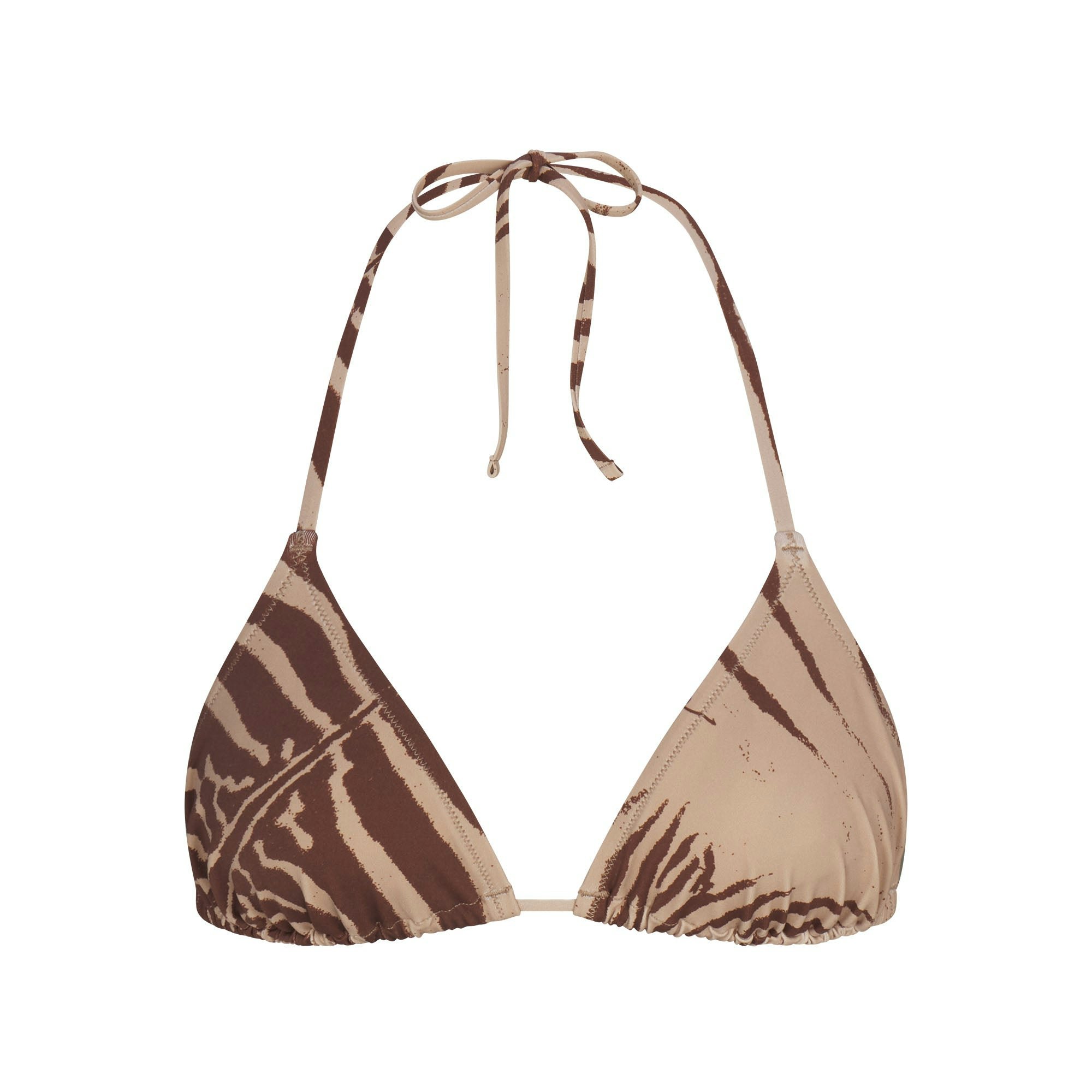 ROBERTO CAVALLI X SKIMS TRIANGLE BIKINI TOP | ZEBRA PRINT FLAT ON A WHITE BACKGROUND | FLT