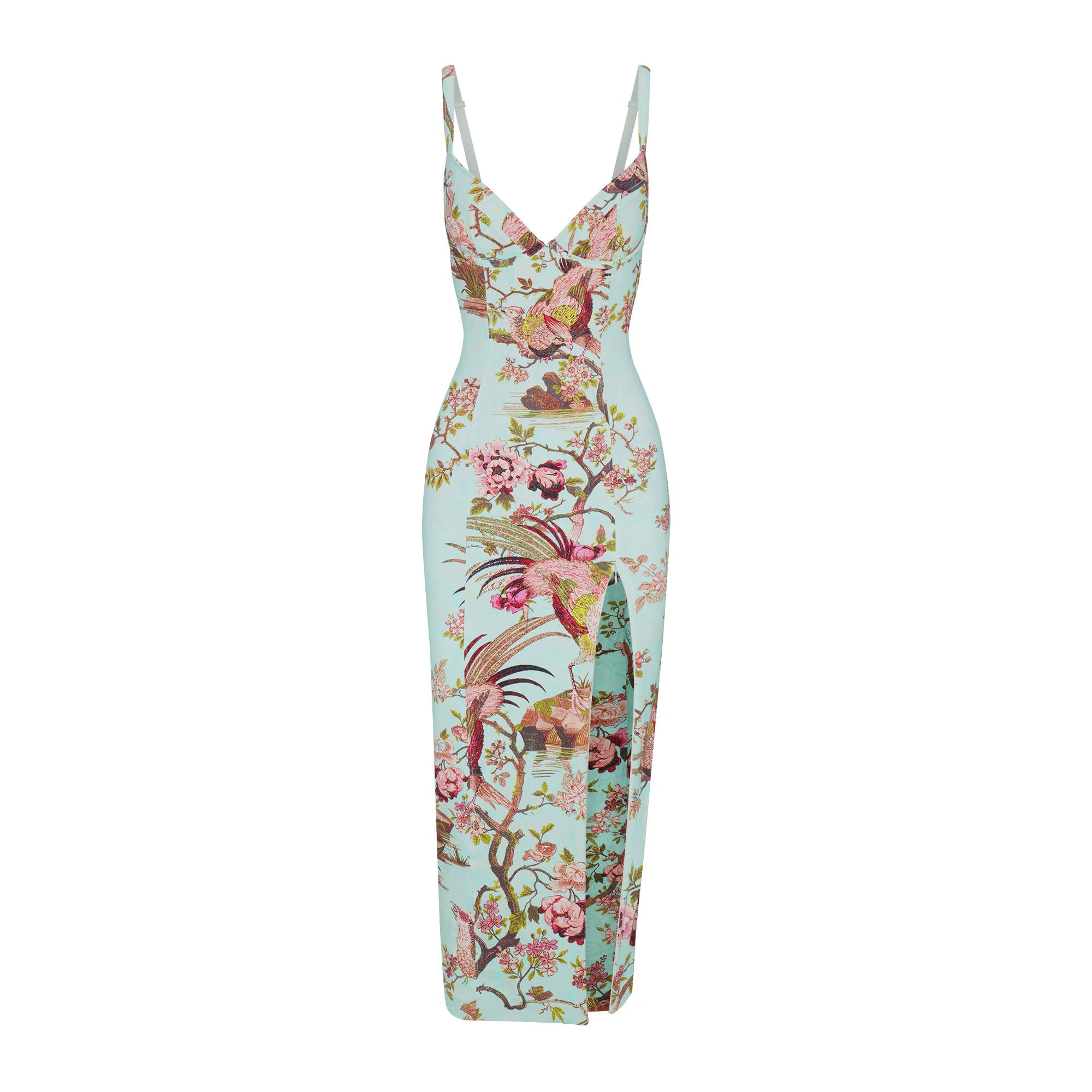 ROBERTO CAVALLI X SKIMS UNDERWIRE DRESS | FAGIANELLA PRINT FLAT ON A WHITE BACKGROUND | FLT