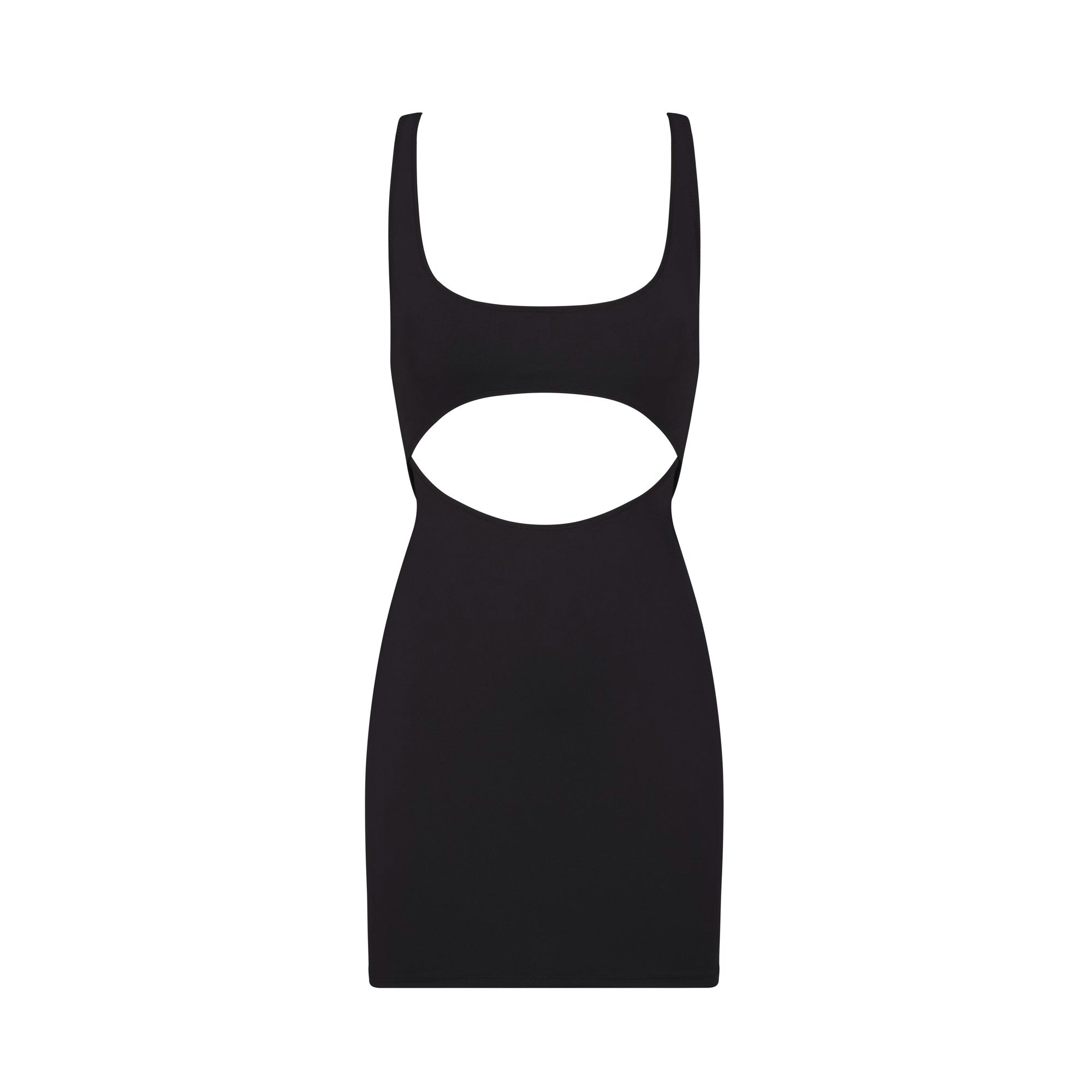 SWIM CUT OUT TANK DRESS LAYS FLAT ON A WHITE BACKGROUND