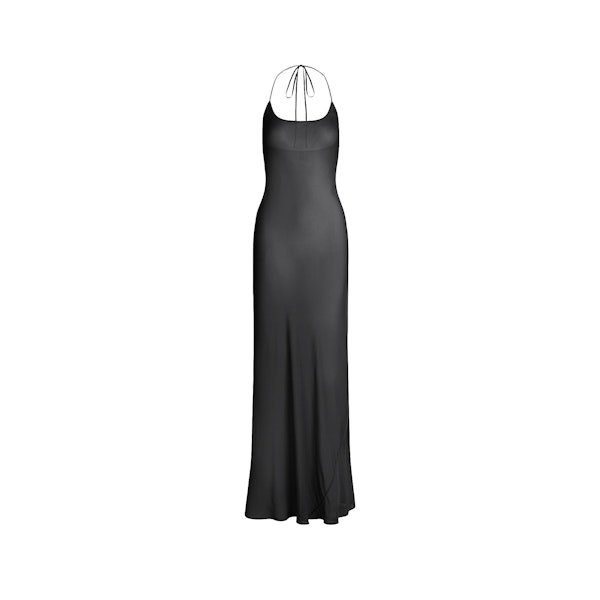 MINIMAL SWIM COVER UP LONG SLIP DRESS | OBSIDIAN FLAT ON A WHITE BACKGROUND | FLT