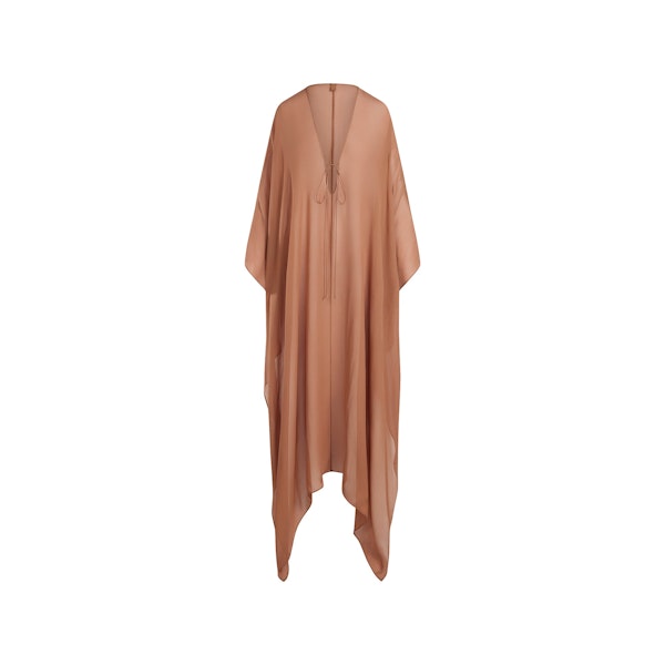 MINIMAL SWIM COVER UP LONG KAFTAN | CHESTNUT FLAT ON A WHITE BACKGROUND | FLT