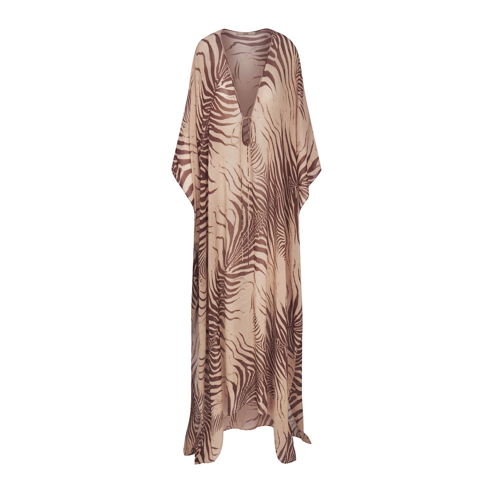 ROBERTO CAVALLI X SKIMS LONG KAFTAN | ZEBRA PRINT FLAT ON A WHITE BACKGROUND | FLT