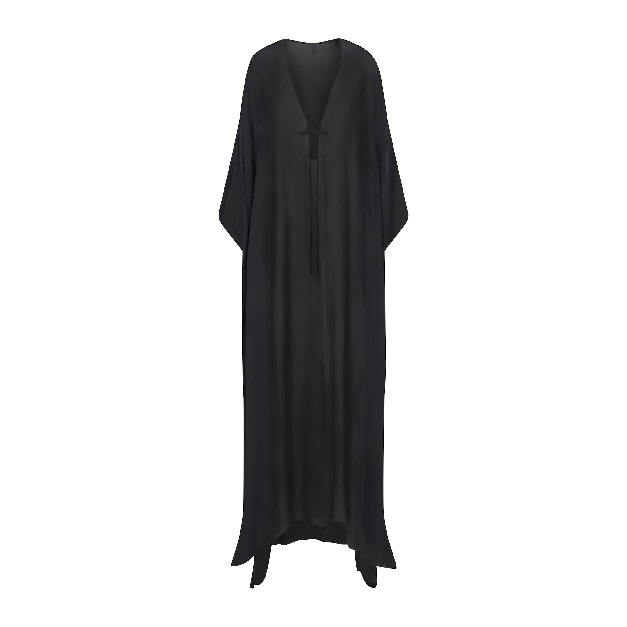 SHEER COVER-UPS LONG KAFTAN | OBSIDIAN FLAT ON A WHITE BACKGROUND | FLT