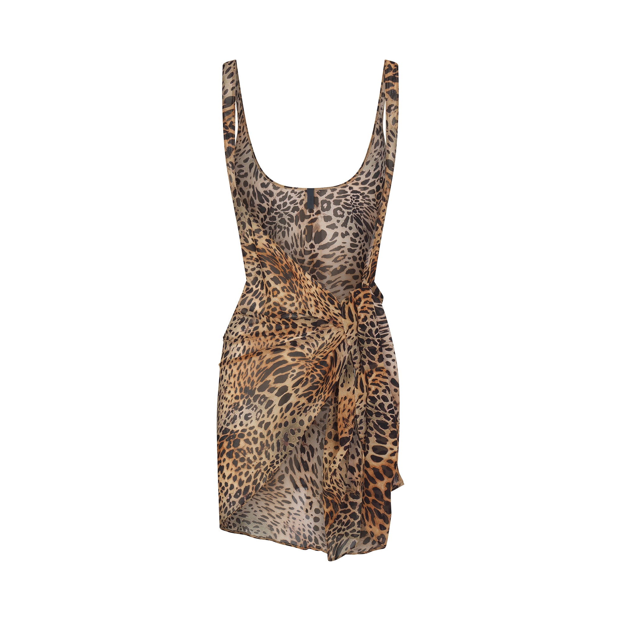 SWIM COVER-UPS SHEER SARONG | CHEETAH SKIN PRINT FLAT ON A WHITE BACKGROUND | FLT