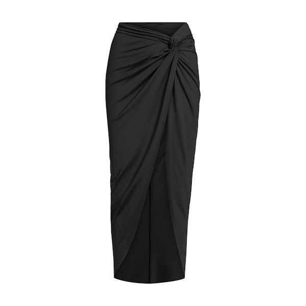 SIGNATURE SWIM SARONG SKIRT | ONYX FLAT ON A WHITE BACKGROUND | FLT