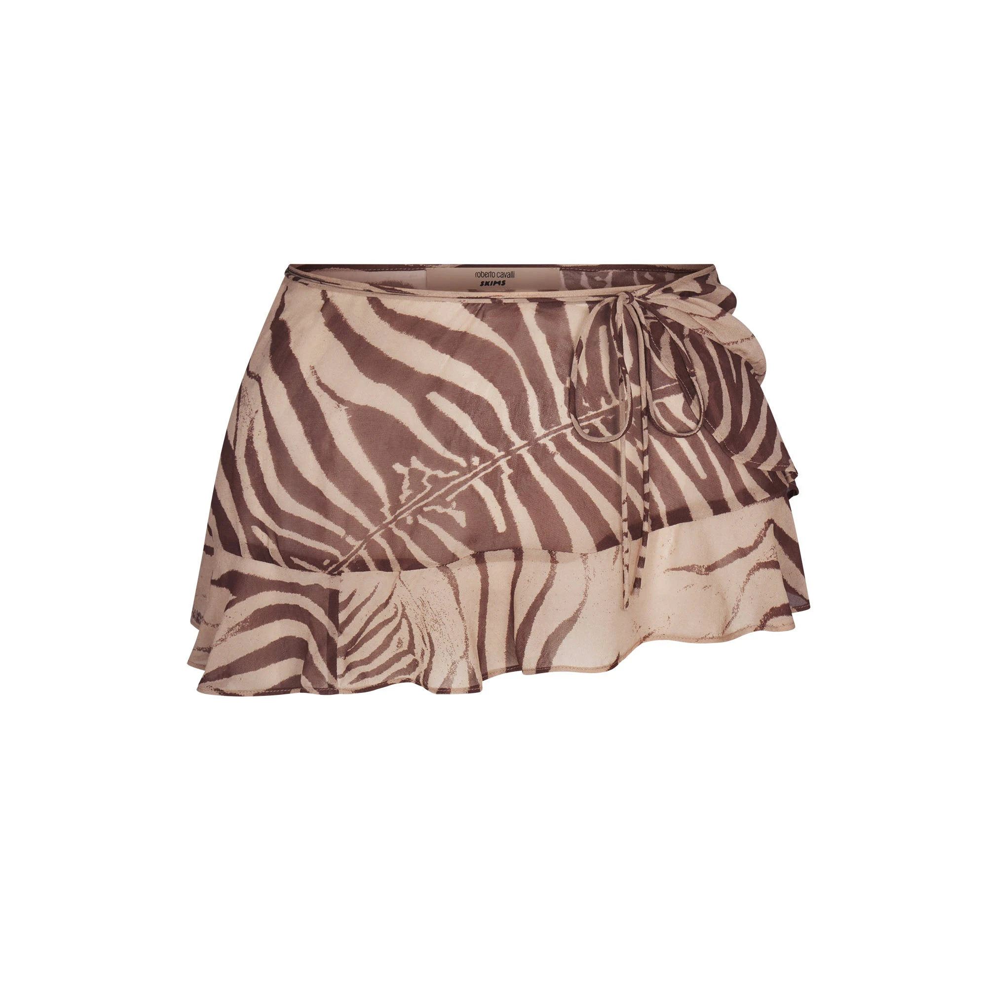 ROBERTO CAVALLI X SKIMS TIE SIDE MINI SKIRT | ZEBRA PRINT FLAT ON A WHITE BACKGROUND | FLT