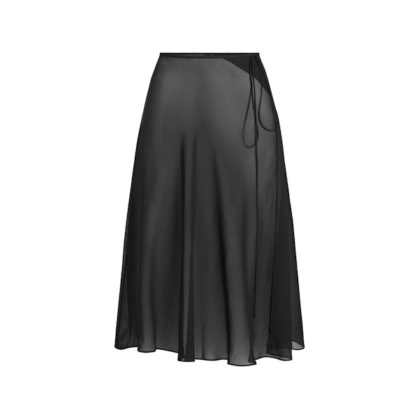 MINIMAL SWIM COVER UP MIDI SKIRT | OBSIDIAN FLAT ON A WHITE BACKGROUND | FLT