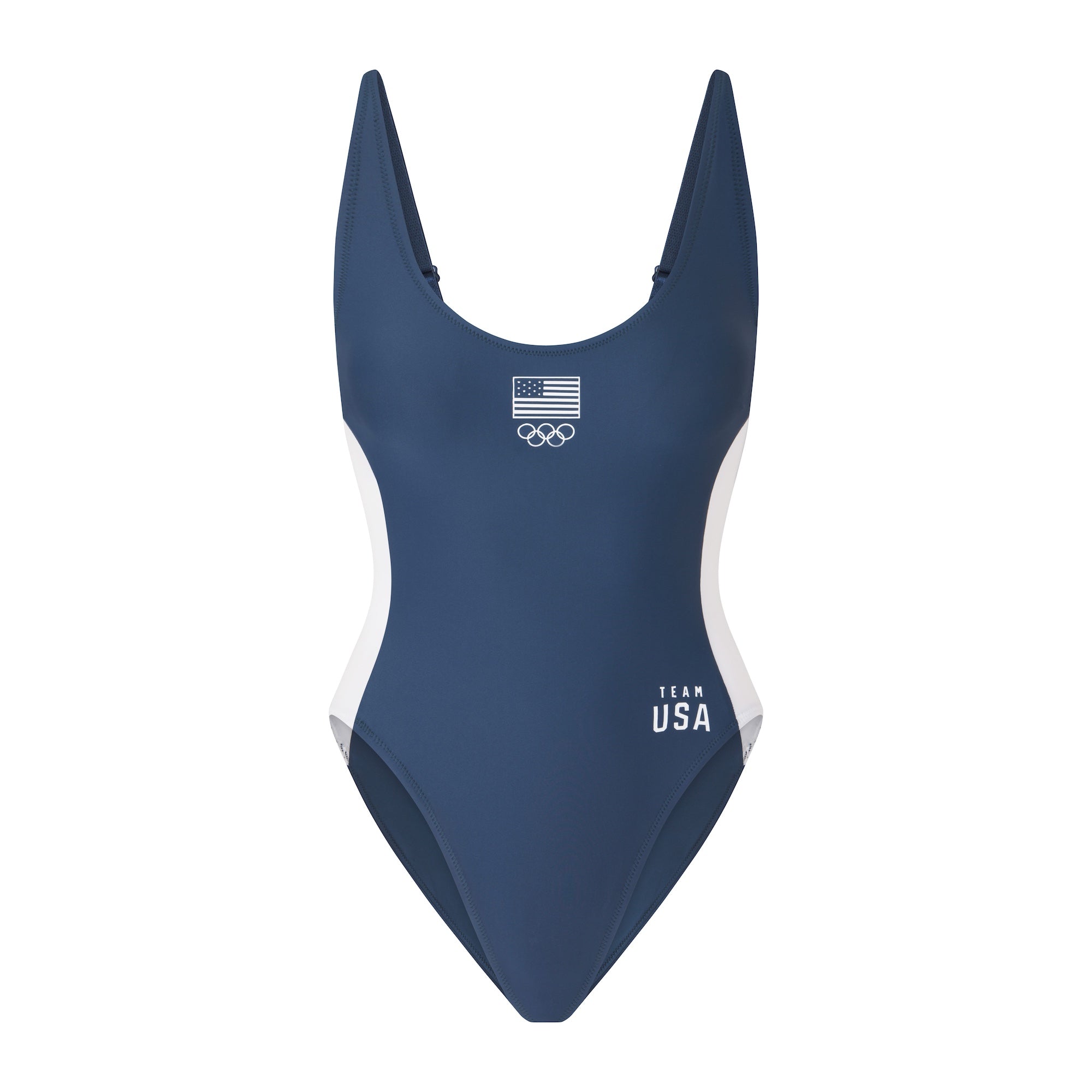 SKIMS FOR TEAM USA SIGNATURE SWIM OLYMPIC SCOOP NECK ONE PIECE | NAVY 