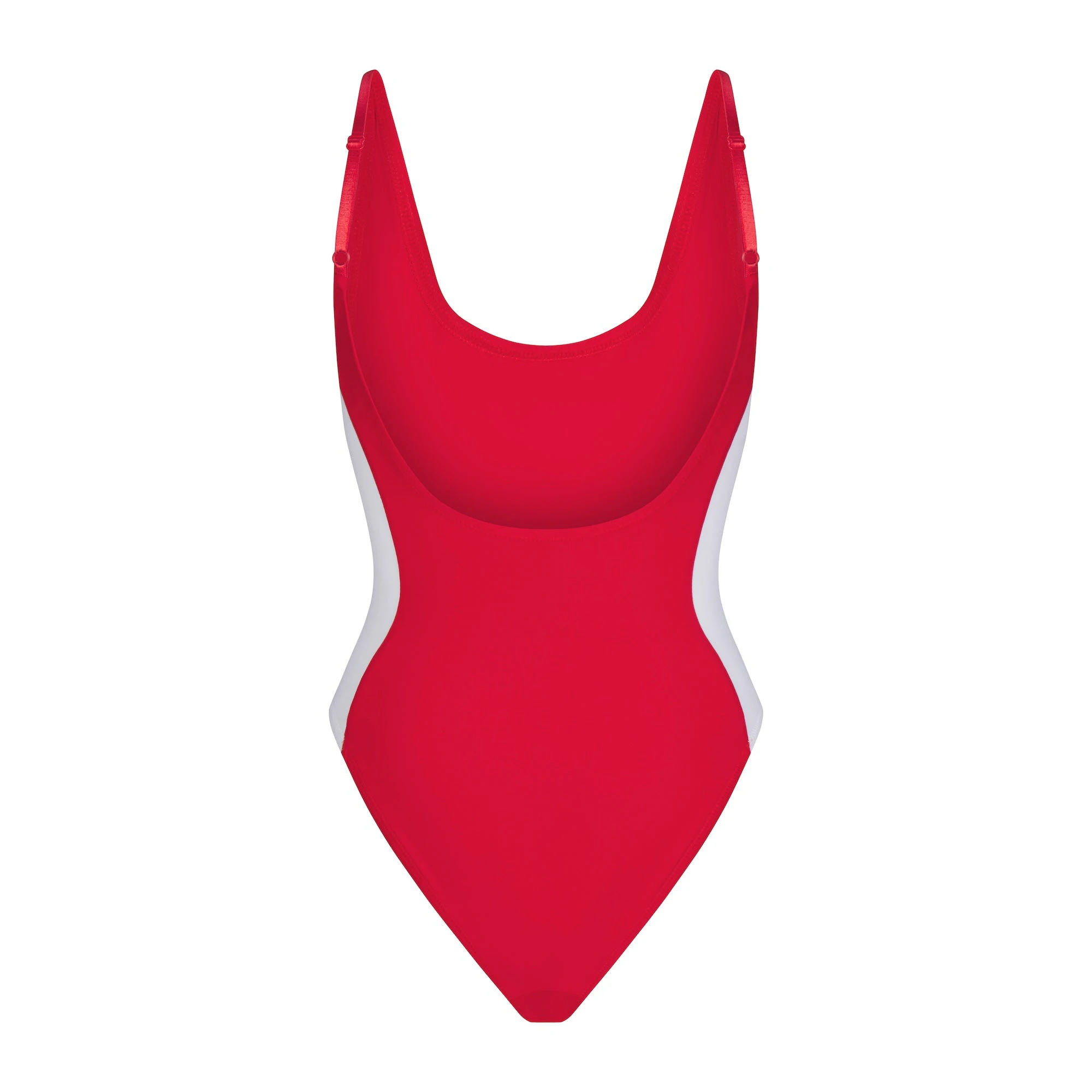 SKIMS FOR TEAM USA SIGNATURE SWIM PARALYMPIC SCOOP NECK ONE PIECE | RED FLAT ON A WHITE BACKGROUND | FLT