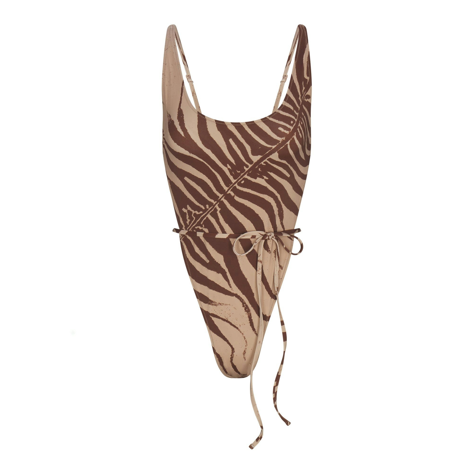 ROBERTO CAVALLI X SKIMS TIE WAIST ONE PIECE | ZEBRA PRINT FLAT ON A WHITE BACKGROUND | FLT