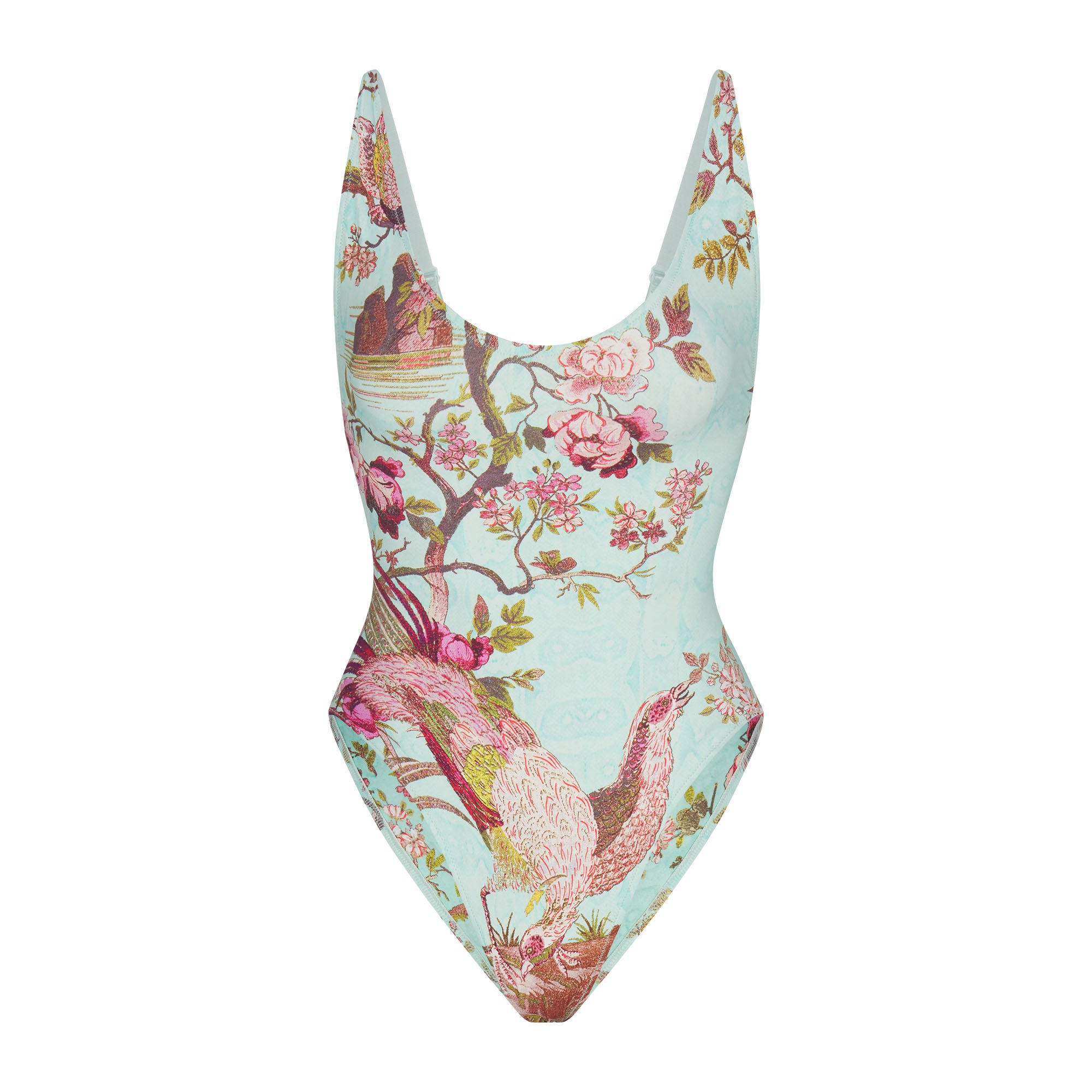 【SKIMS】x Roberto Cavalli 花柄ハイレグワンピース水着 コラボ ROBERTO CAVALLI X SKIMS SCOOP NECK ONE PIECE | FAGIANELLA PRINT