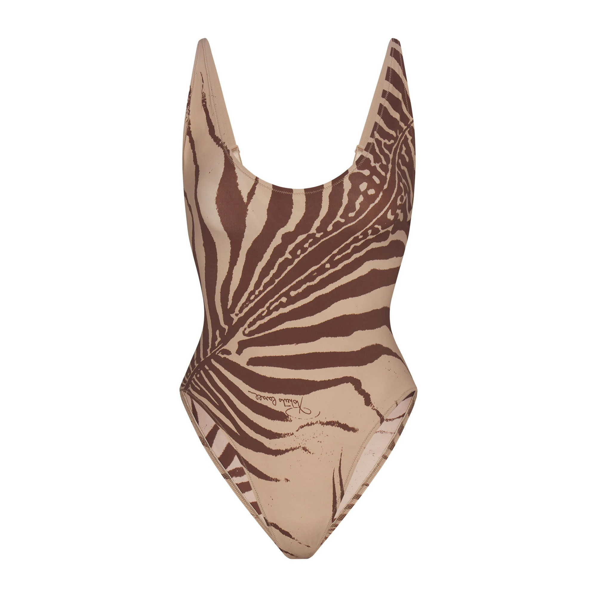 ROBERTO CAVALLI X SKIMS SCOOP NECK ONE PIECE | ZEBRA PRINT FLAT ON A WHITE BACKGROUND | FLT