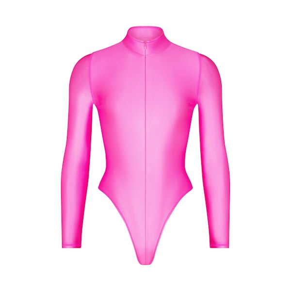 SHINE SWIM ZIP FRONT LONG SLEEVE ONE PIECE | TAFFY (ONE PIECE SWIMSUITS ,SWIM) FLAT ON A WHITE BACKGROUND