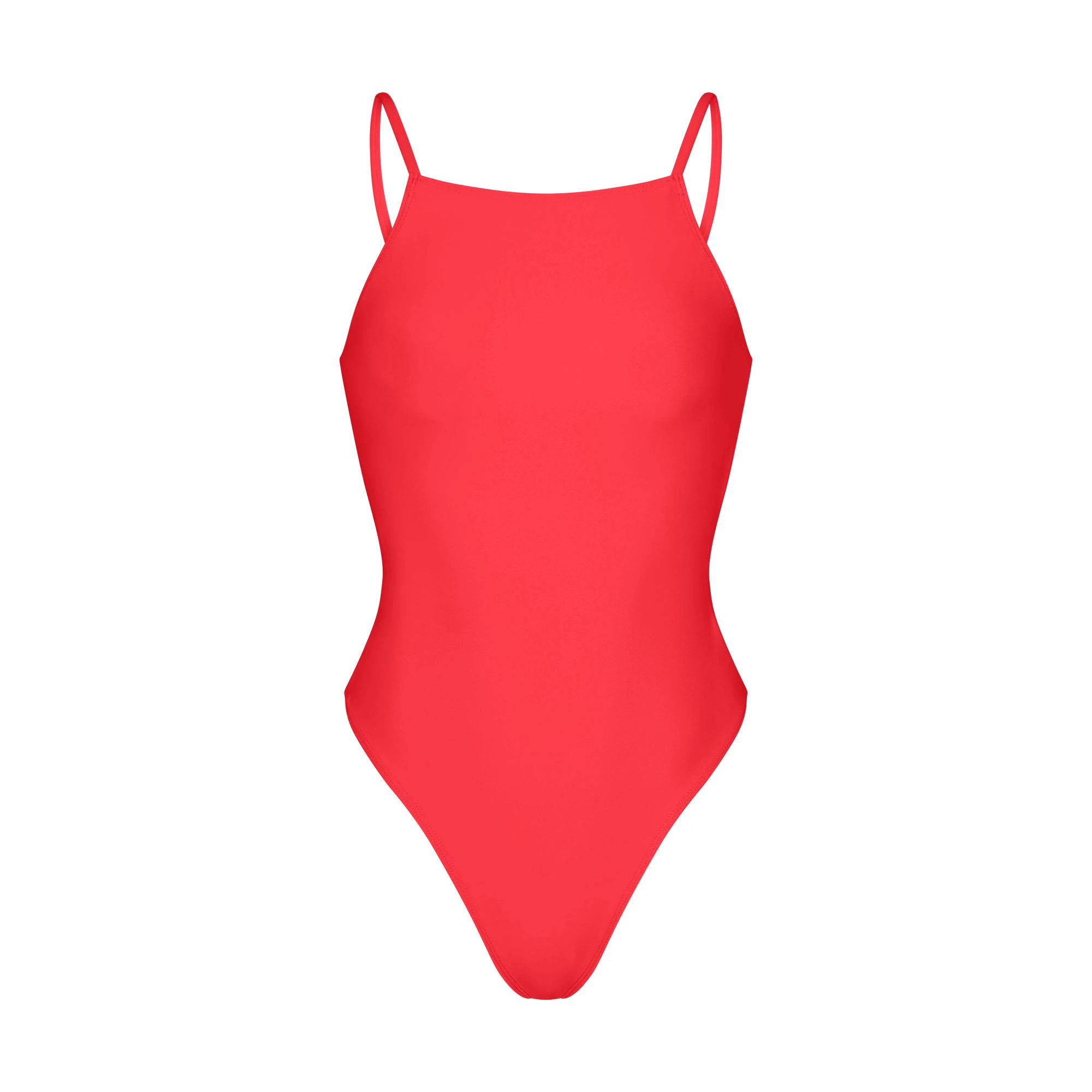 ICONIC SWIM HIGH NECK ONE PIECE | CARMINE FLAT ON A WHITE BACKGROUND | FLT