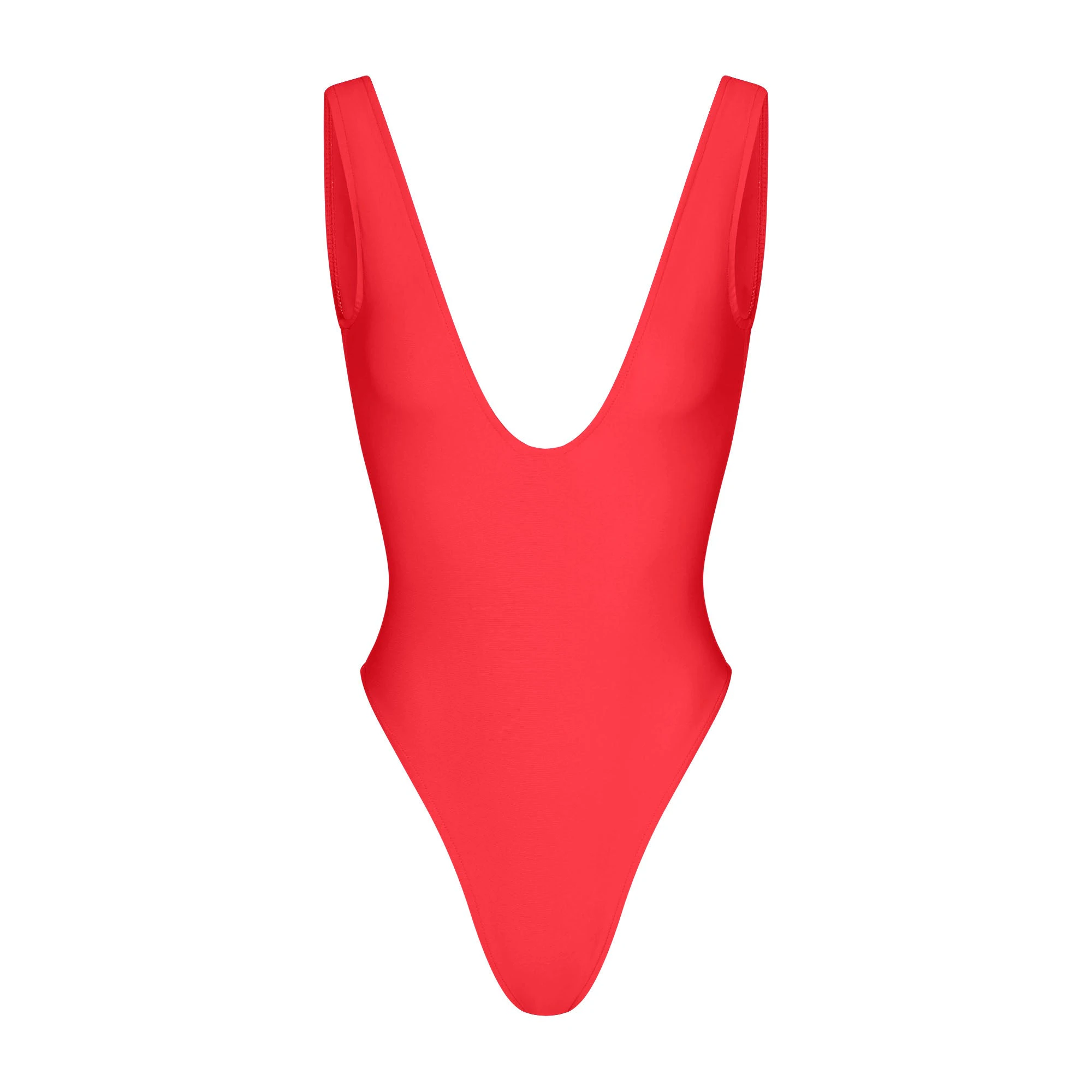 ICONIC SWIM SQUARE NECK ONE PIECE | CARMINE FLAT ON A WHITE BACKGROUND | FLT