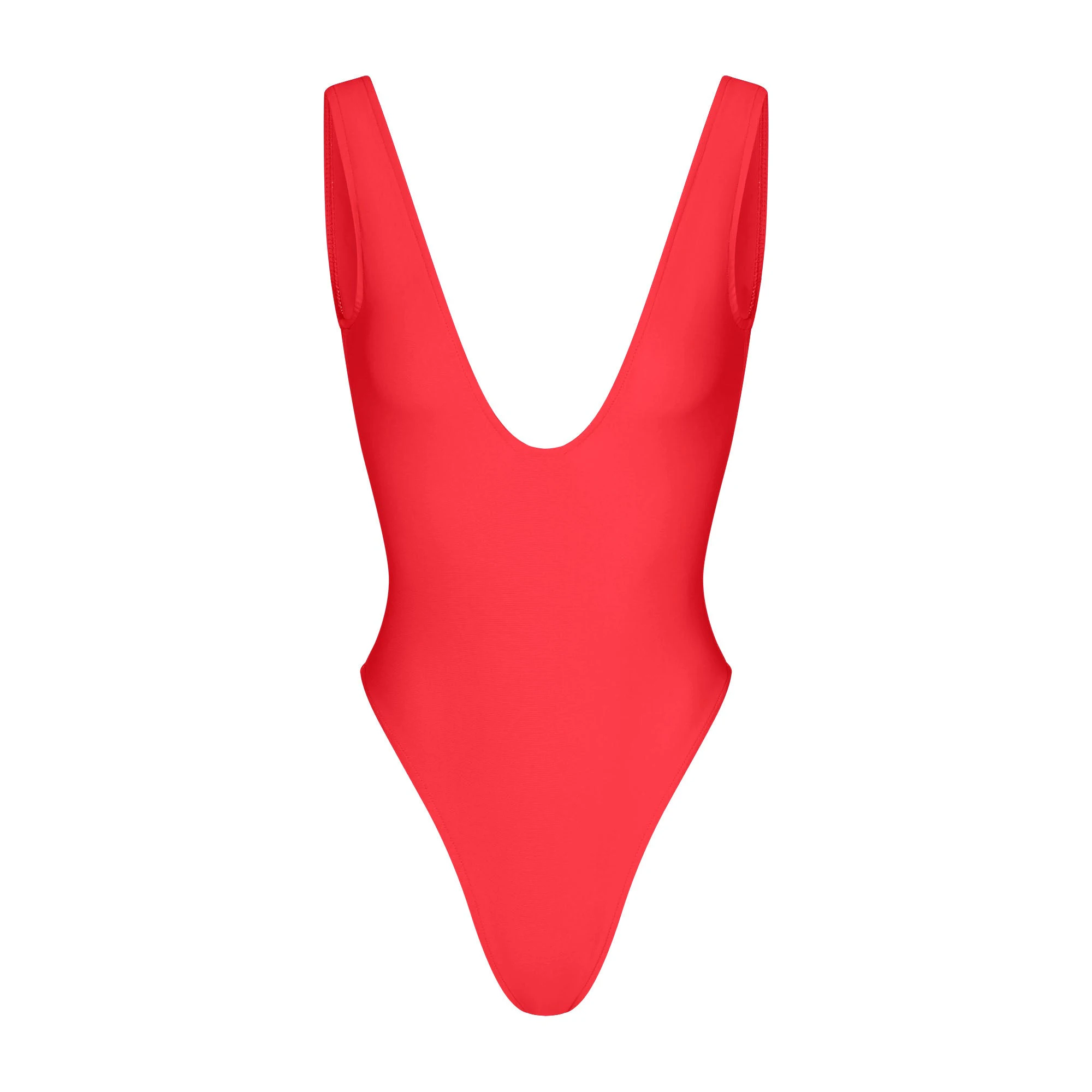 ICONIC SWIM SQUARE NECK ONE PIECE | CARMINE FLAT ON A WHITE BACKGROUND | FLT