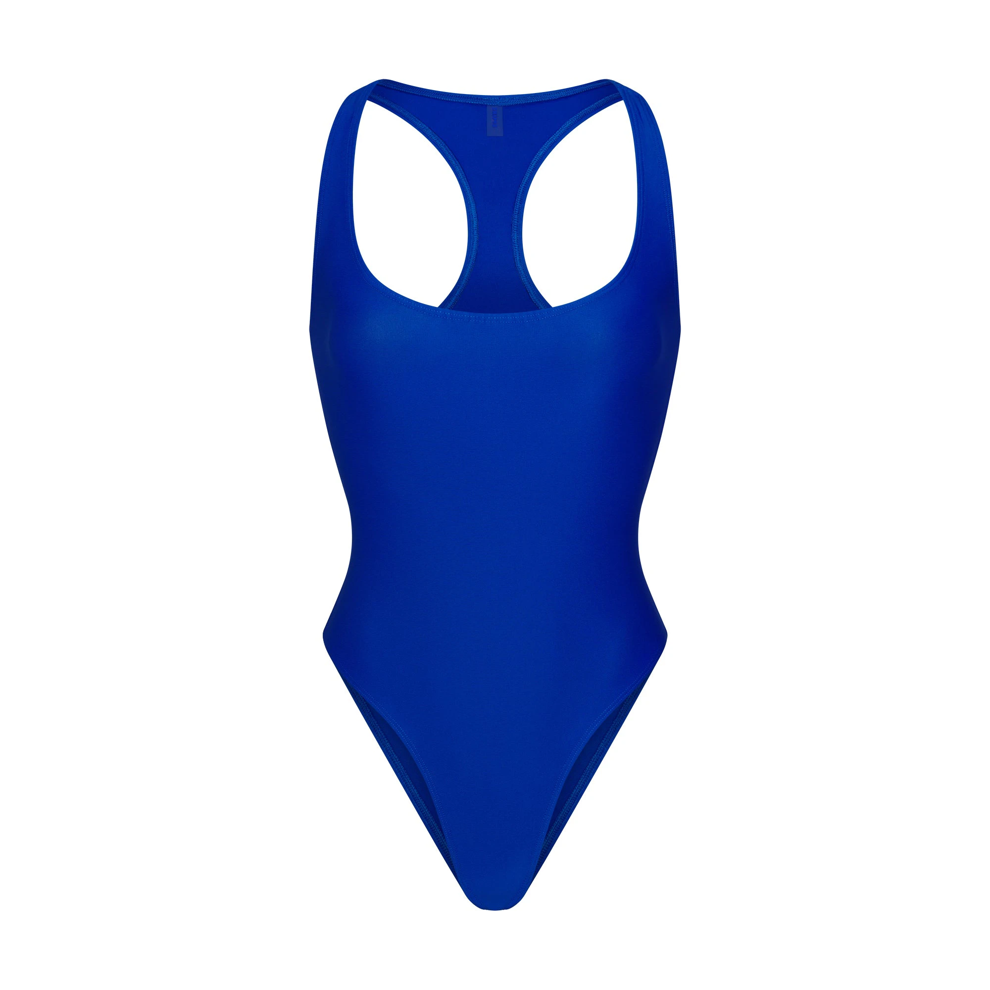 ICONIC SWIM RACERBACK ONE PIECE | COBALT FLAT ON A WHITE BACKGROUND | FLT
