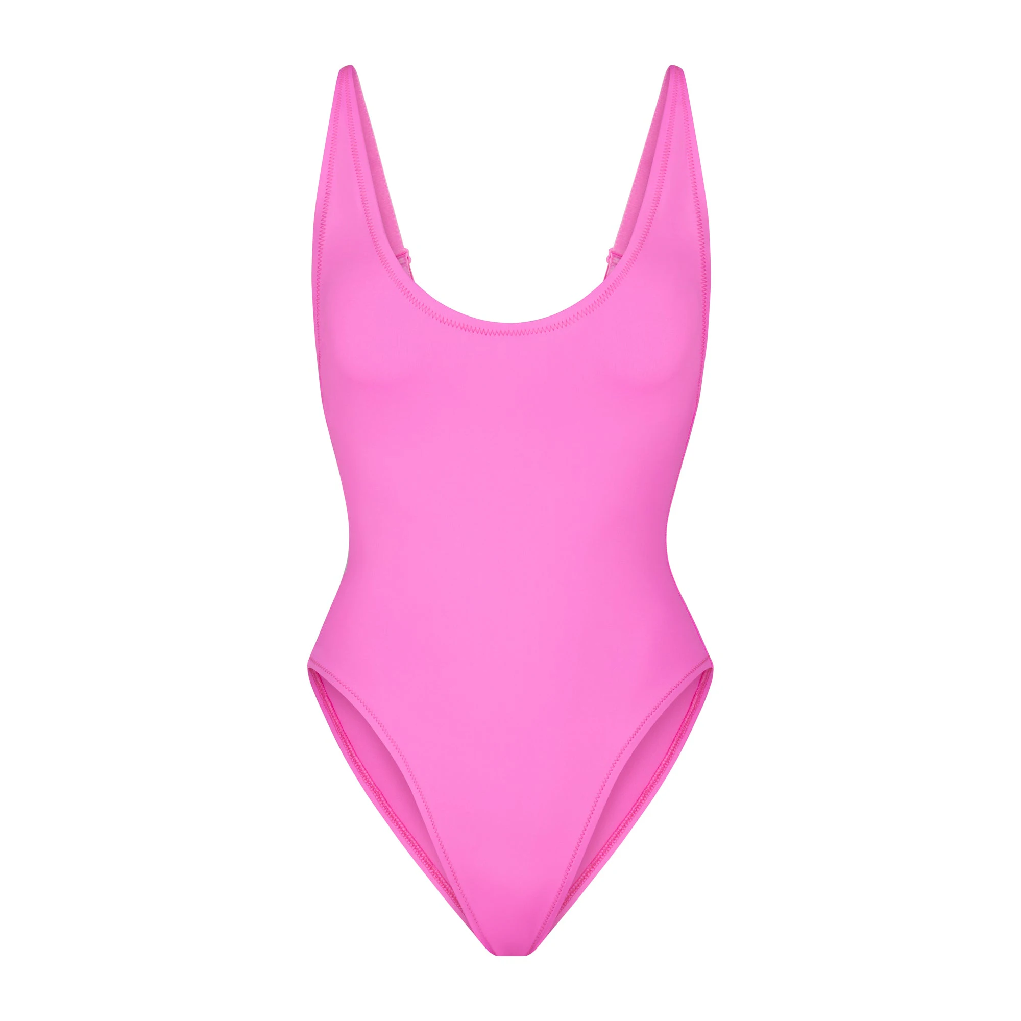 SWIM SCOOP NECK ONE PIECE LAYS FLAT ON A WHITE BACKGROUND