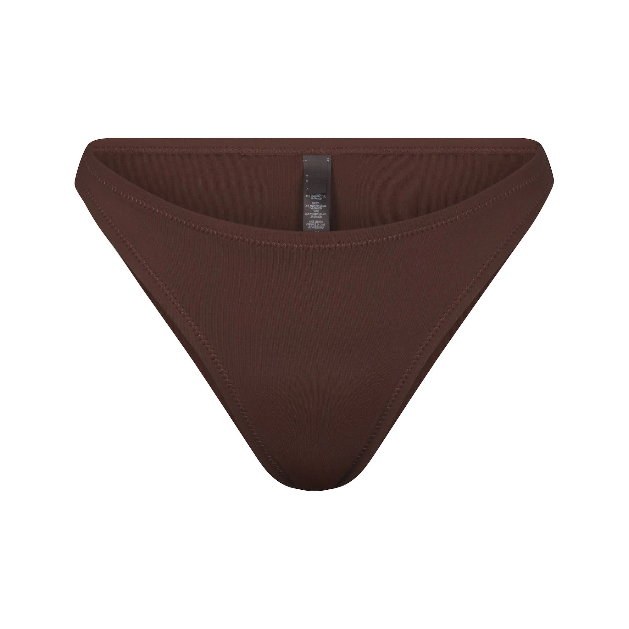 SIGNATURE SWIM MID COVERAGE BOTTOM | COCOA (BIKINI BOTTOMS, SWIM) LAYS FLAT ON A WHITE BACKGROUND | FLT