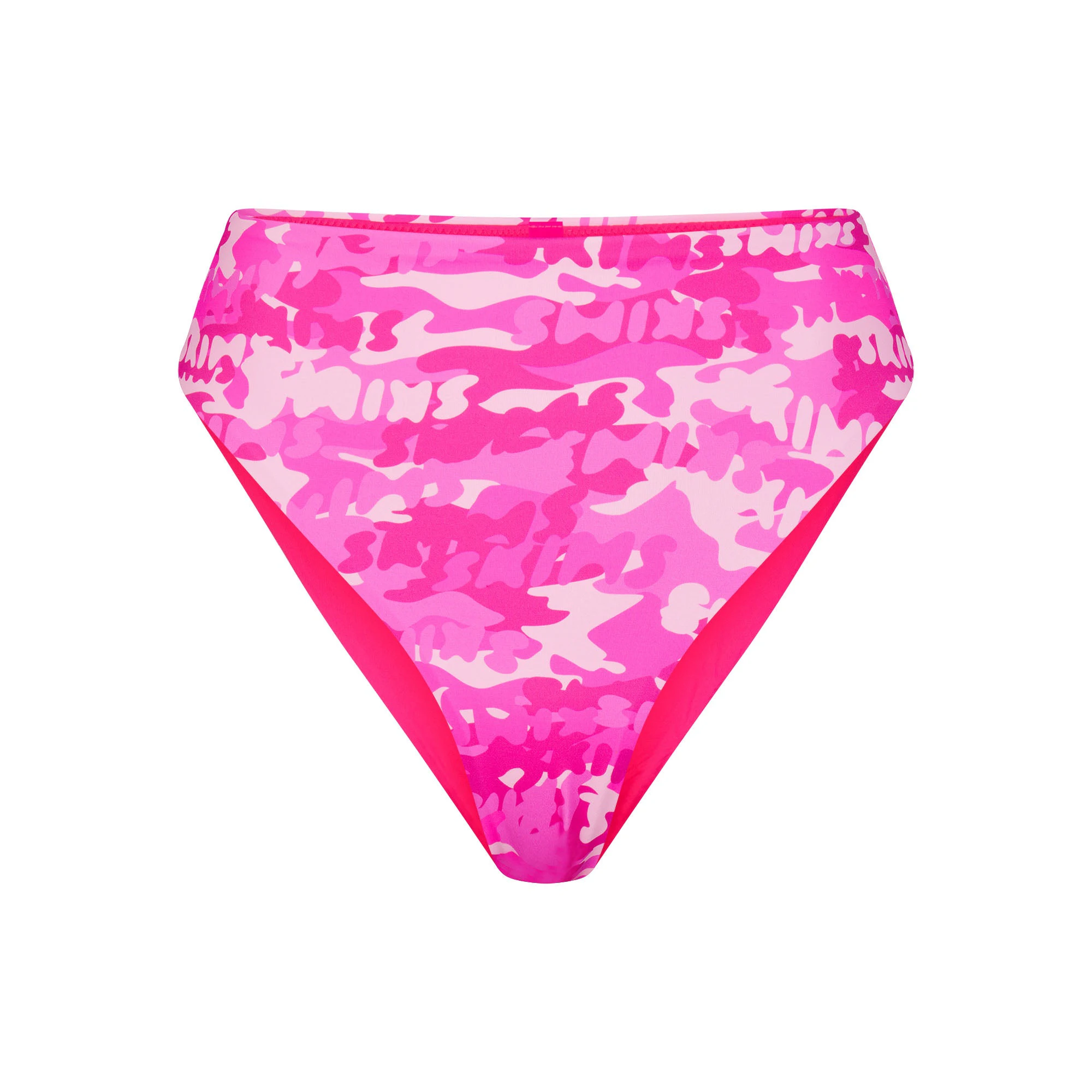 SIGNATURE SWIM MID WAIST BOTTOM | PINK SKIMS CAMO (BIKINI TOPS, SWIM) LAYS FLAT ON A WHITE BACKGROUND | FLT