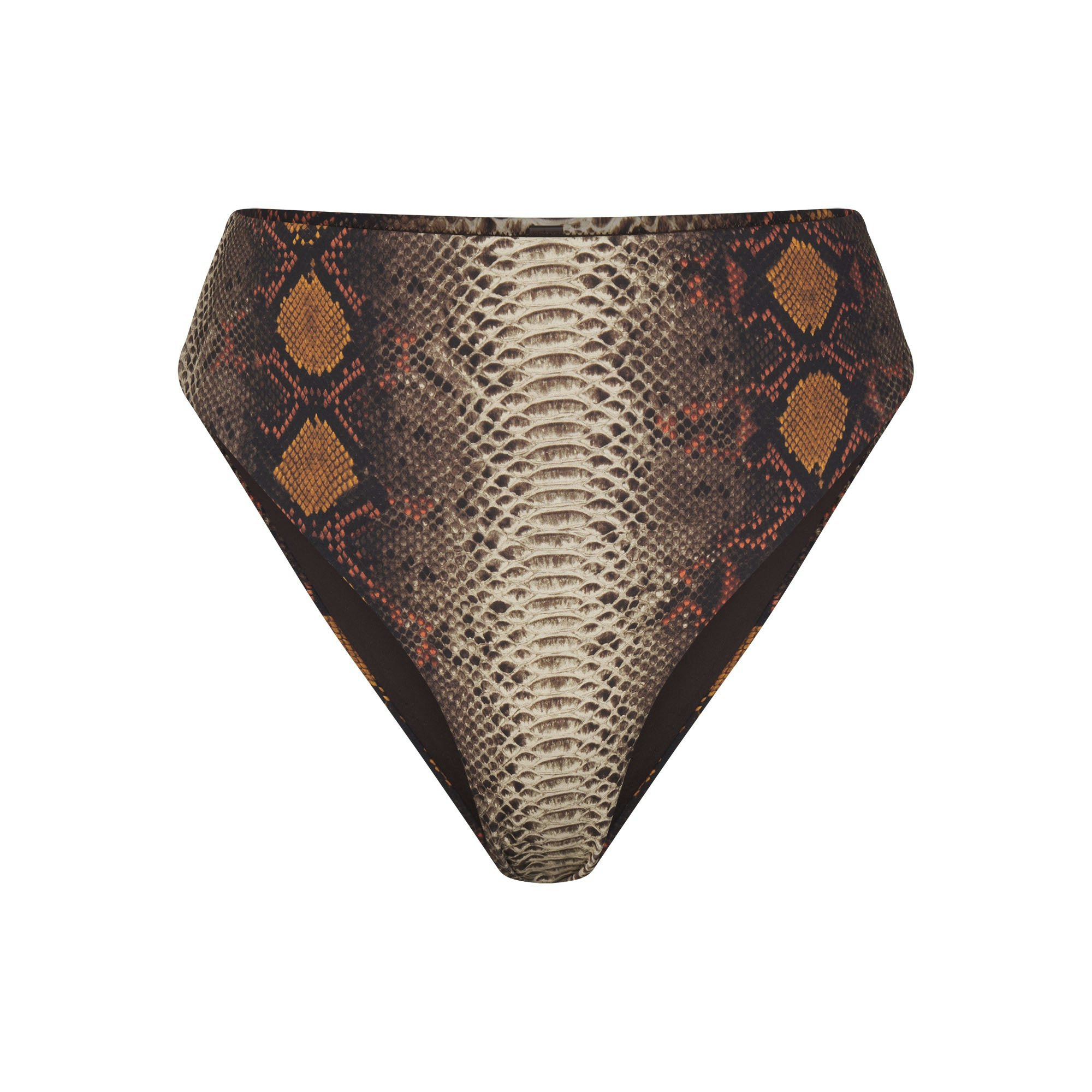 SIGNATURE SWIM MID WAIST BOTTOM | DESERT SNAKE PRINT (BIKINI BOTTOMS, SWIM) LAYS FLAT ON A WHITE BACKGROUND | FLT