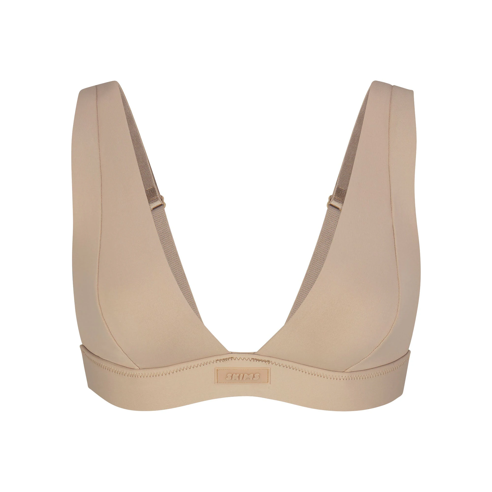 SIGNATURE SWIM PLUNGE BIKINI TOP | DESERT (BIKINI TOPS, SWIM) LAYS FLAT ON A WHITE BACKGROUND | FLT