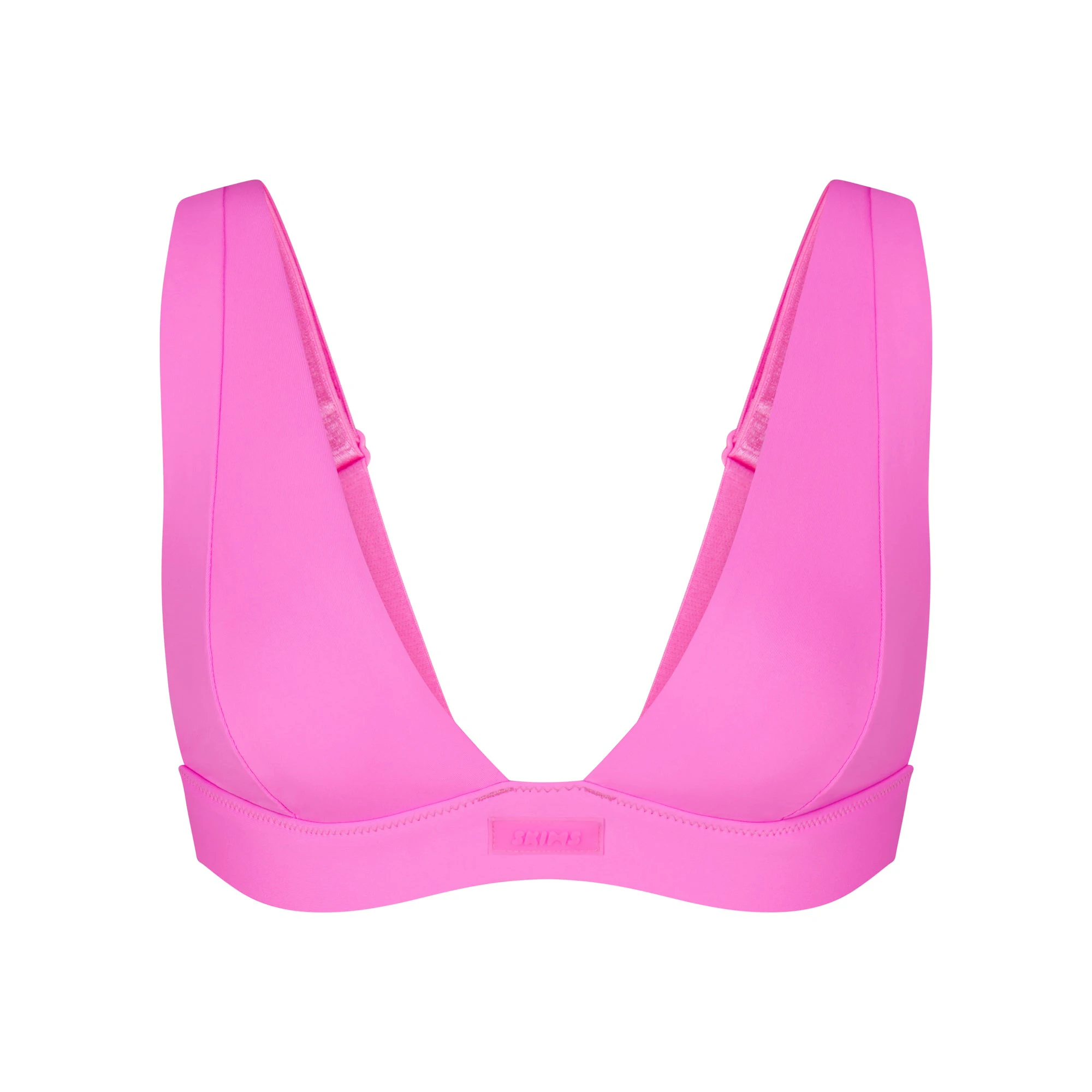 SWIM PLUNGE BIKINI TOP LAYS FLAT ON A WHITE BACKGROUND