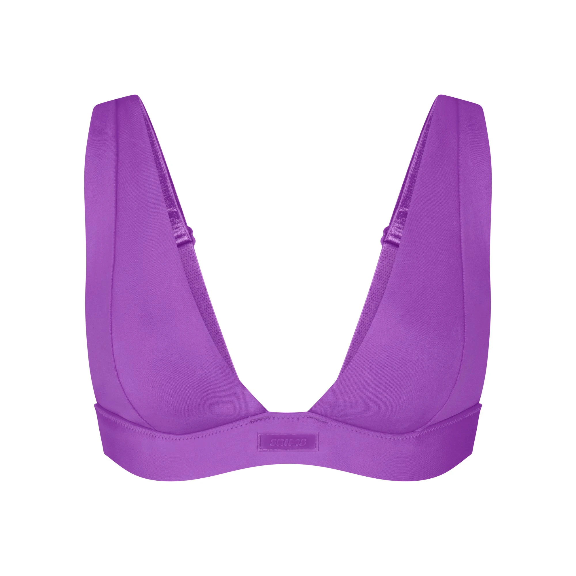 SWIM PLUNGE BIKINI TOP LAYS FLAT ON A WHITE BACKGROUND