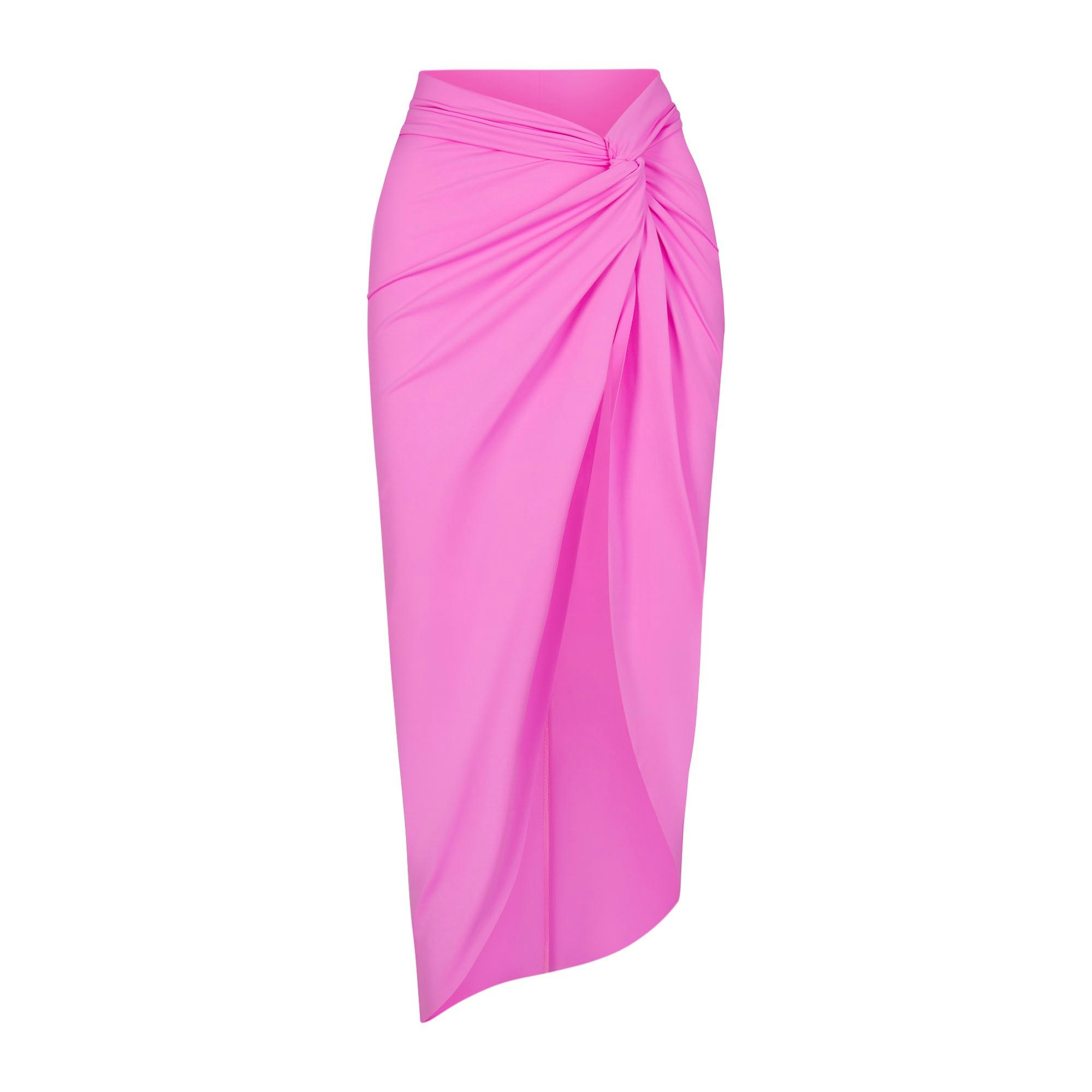 SIGNATURE SWIM SARONG SKIRT | NEON ORCHID (COVER UPS, SWIM) LAYS FLAT ON A WHITE BACKGROUND | FLT