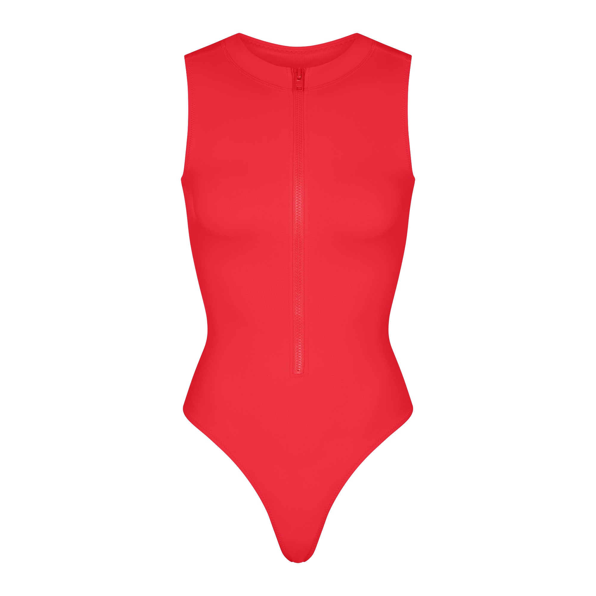 SIGNATURE SWIM ZIP FRONT SLEEVELESS ONE PIECE RUBY