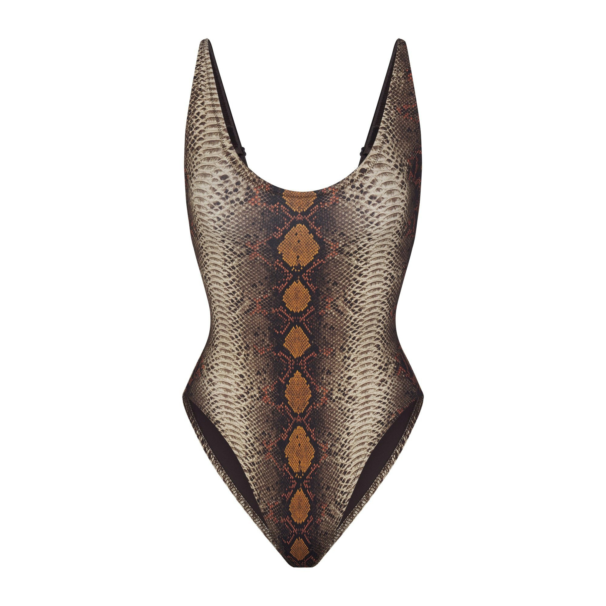 SIGNATURE SWIM SCOOP NECK ONE PIECE | DESERT SNAKE PRINT (ONE PIECE SWIMSUITS, SWIM) LAYS FLAT ON A WHITE BACKGROUND | FLT