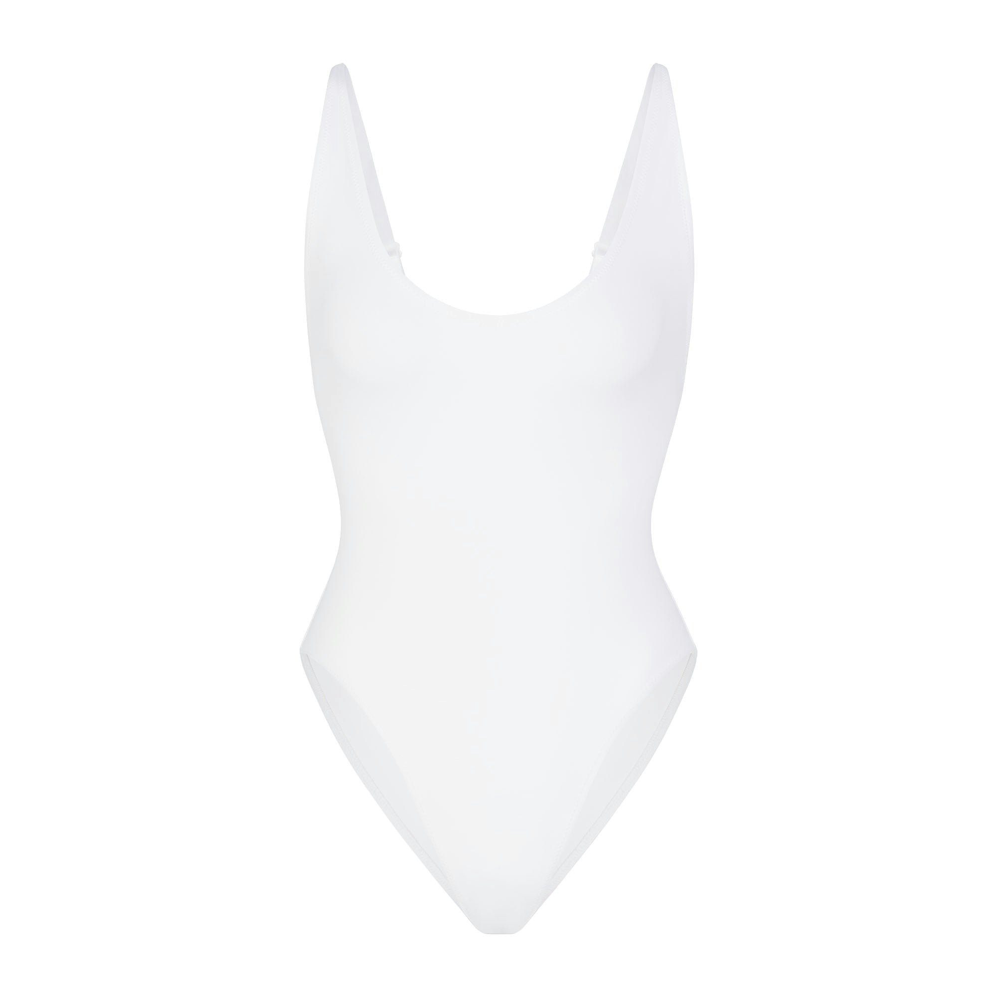 SIGNATURE SWIM SCOOP NECK ONE PIECE | SNOW (ONE PIECE SWIMSUITS, SWIM) LAYS FLAT ON A WHITE BACKGROUND | FLT
