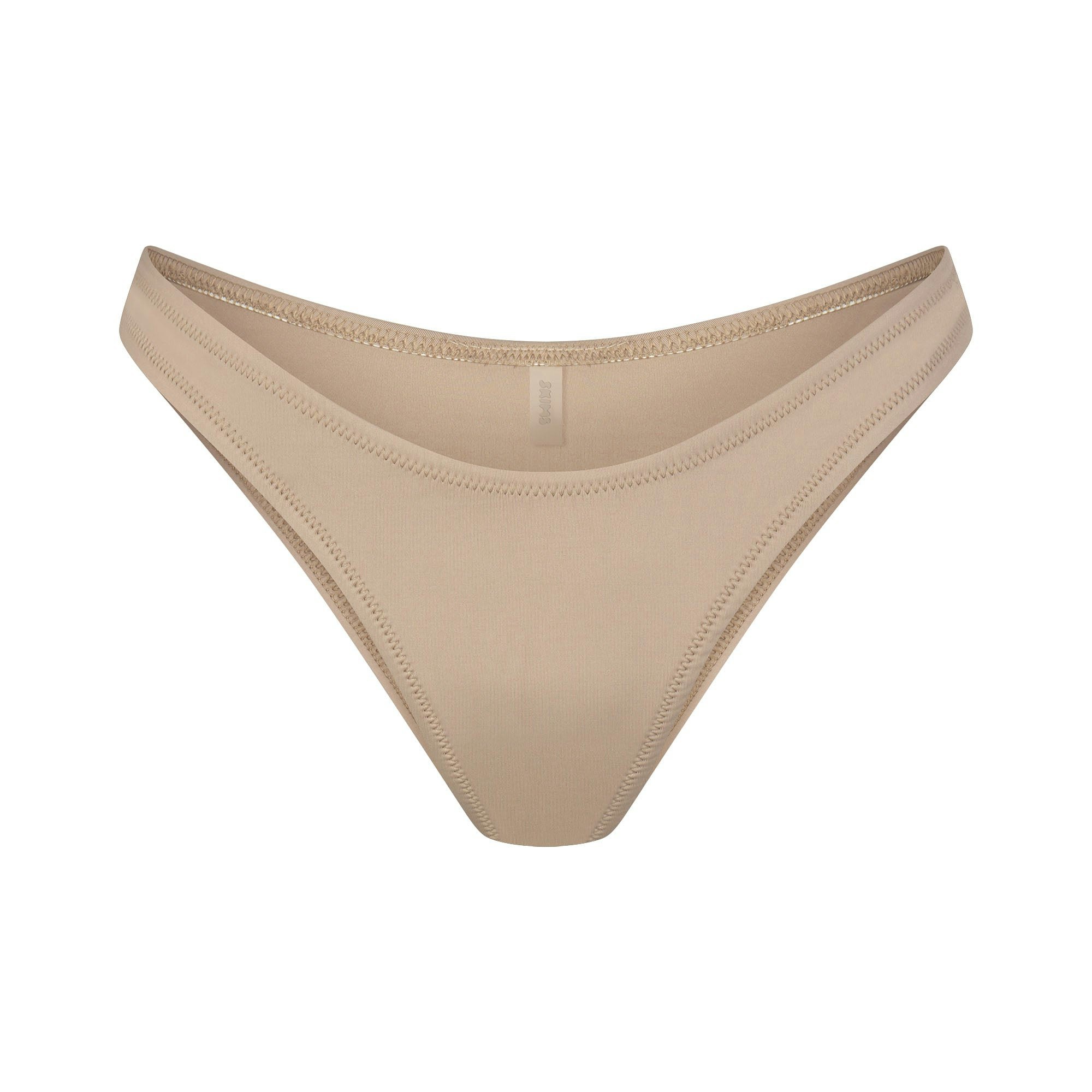 SIGNATURE SWIM CHEEKY TANGA BOTTOM | DESERT (BIKINI BOTTOMS, SWIM) LAYS FLAT ON A WHITE BACKGROUND | FLT