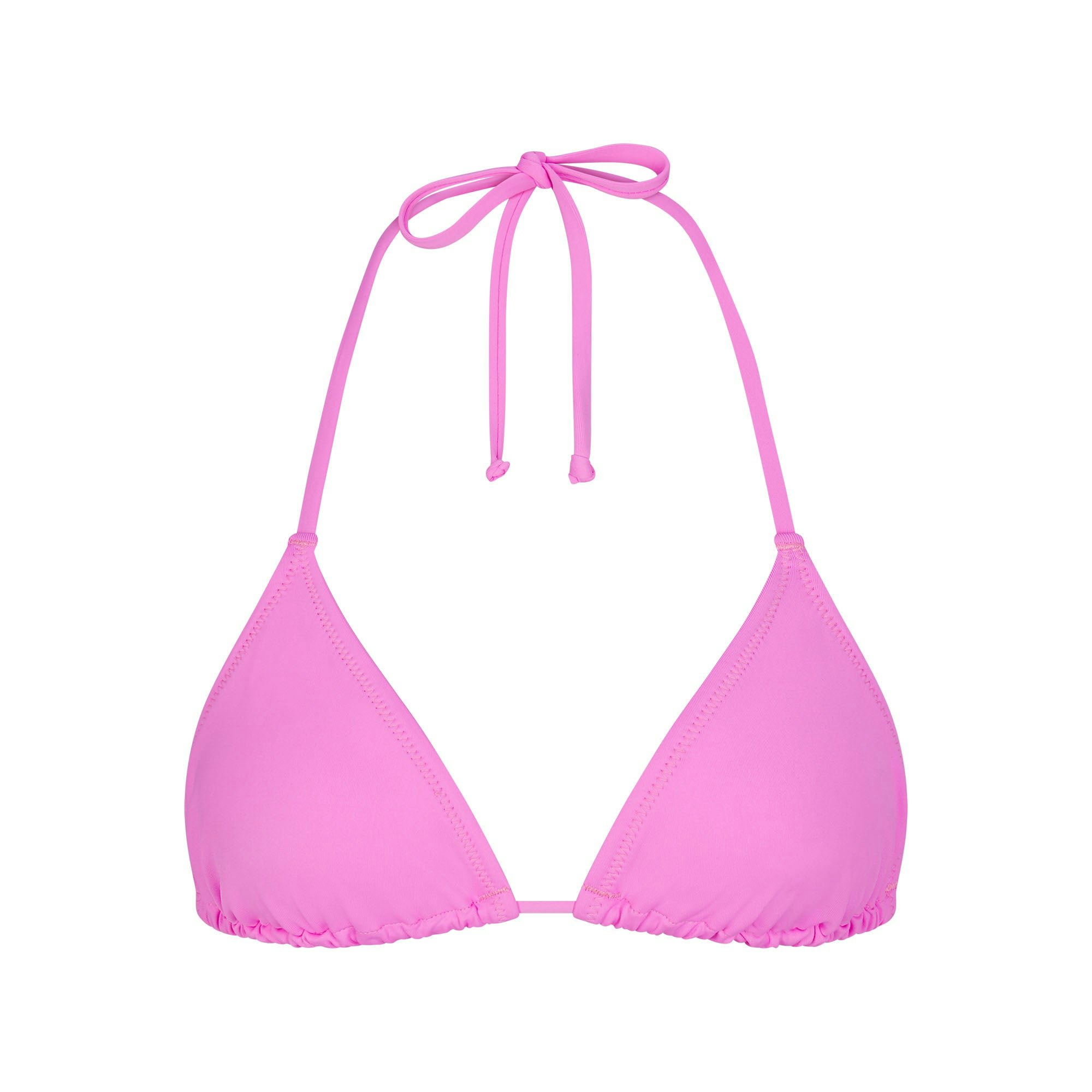 SIGNATURE SWIM TRIANGLE TOP | NEON ORCHID (BIKINI TOPS, SWIM) LAYS FLAT ON A WHITE BACKGROUND | FLT
