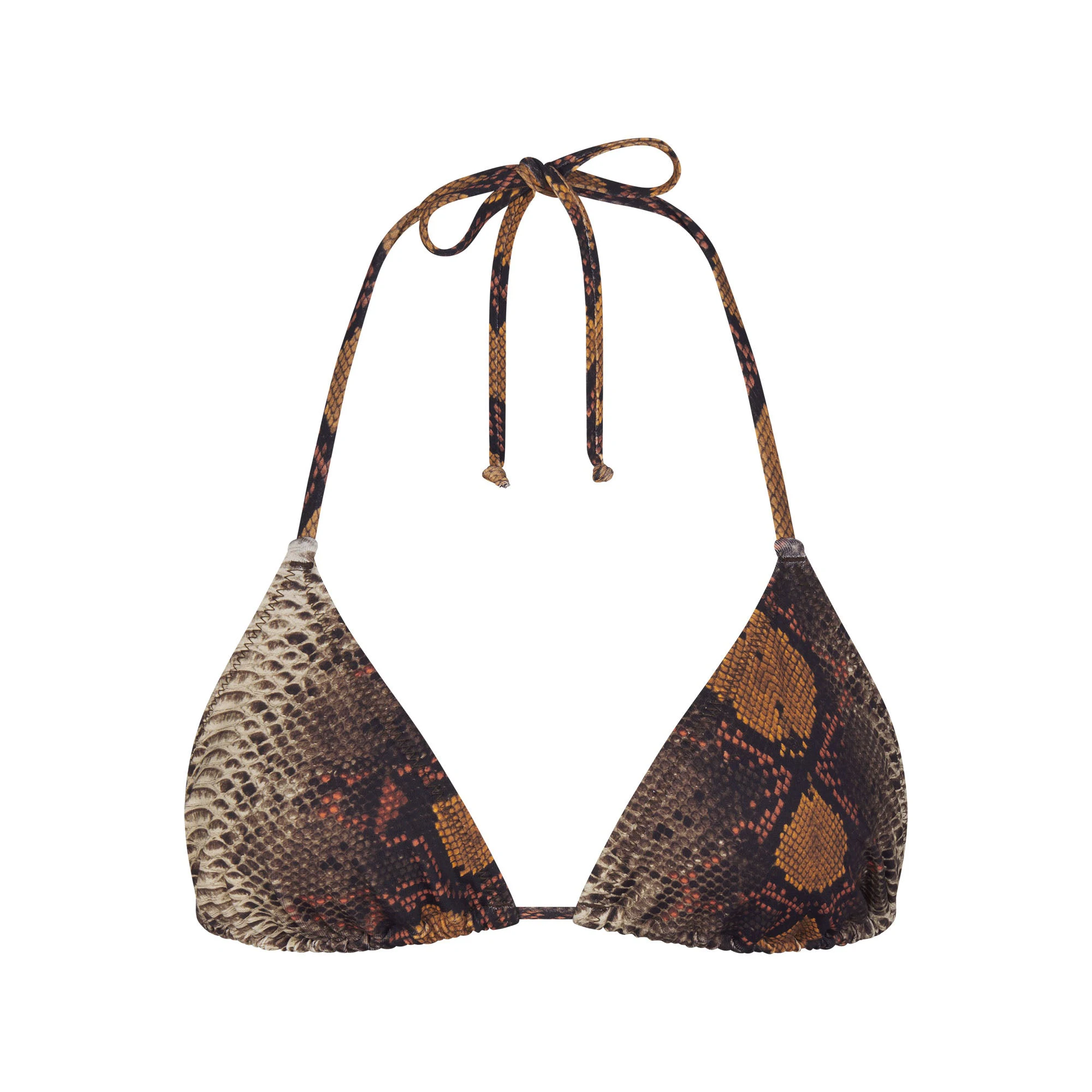 SIGNATURE SWIM TRIANGLE TOP | DESERT SNAKE PRINT (BIKINI BOTTOMS, SWIM) LAYS FLAT ON A WHITE BACKGROUND | FLT