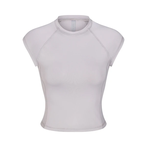SIGNATURE SWIM RAGLAN T-SHIRT | CHROME (COVER UPS, SWIM) LAYS FLAT ON A WHITE BACKGROUND