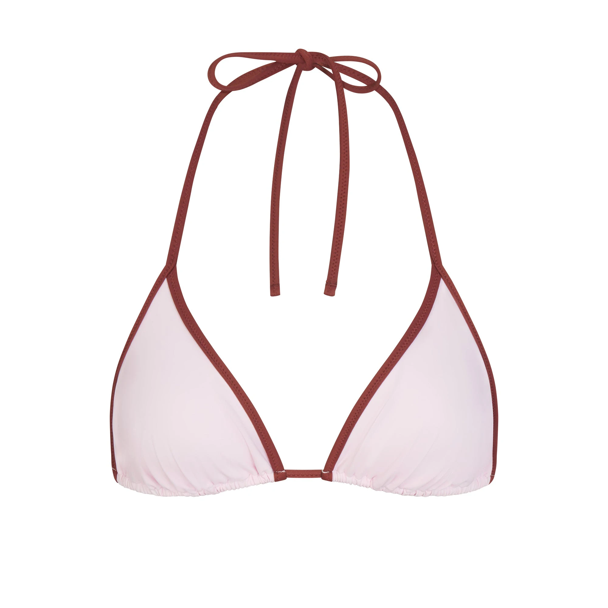 SIGNATURE SWIM TRIANGLE BIKINI TOP | CHERRY BLOSSOM CONTRAST LAYS FLAT ON A WHITE BACKGROUND | FLT