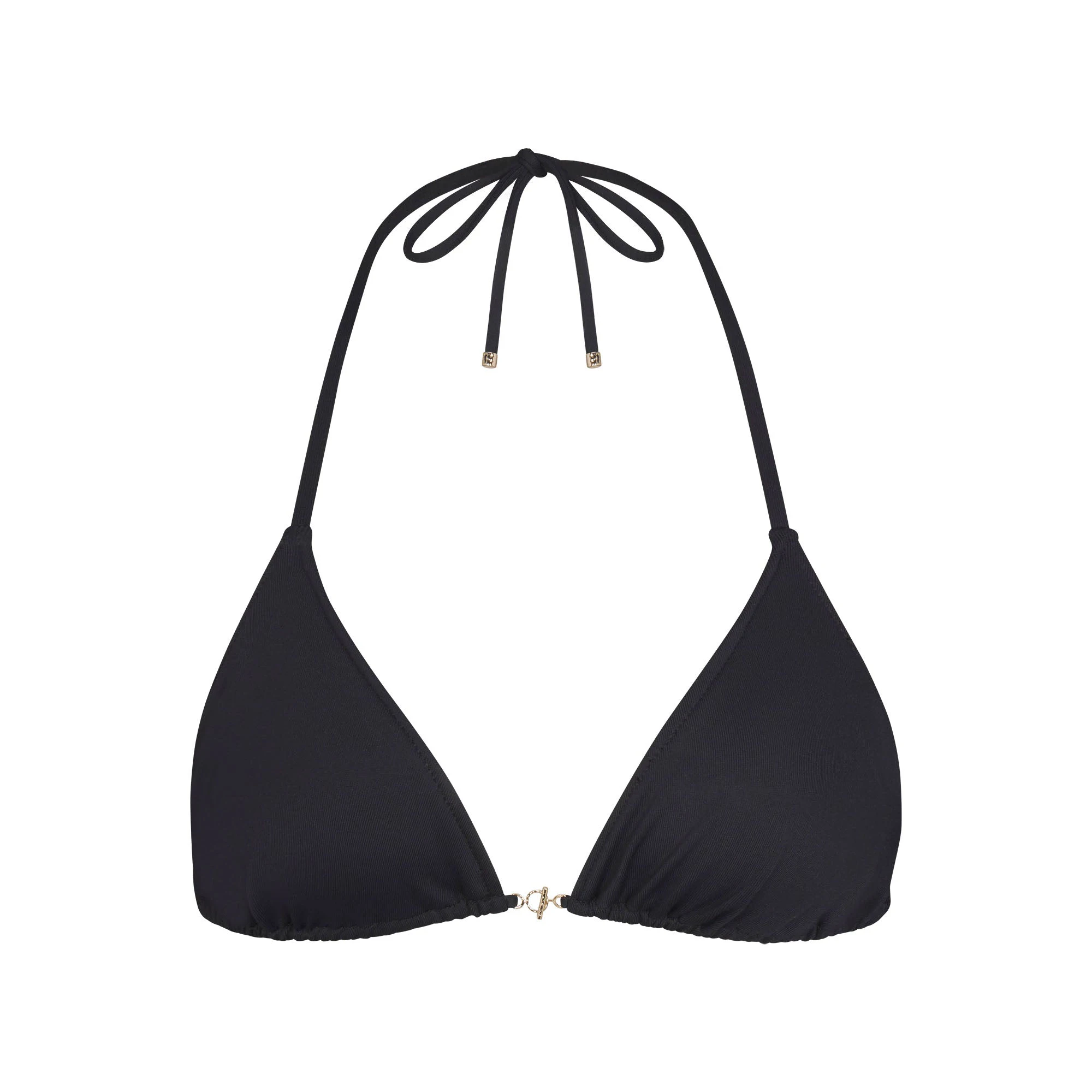 ICONIC SWIM HARDWARE TRIANGLE BIKINI TOP | OBSIDIAN FLAT ON A WHITE BACKGROUND | FLT