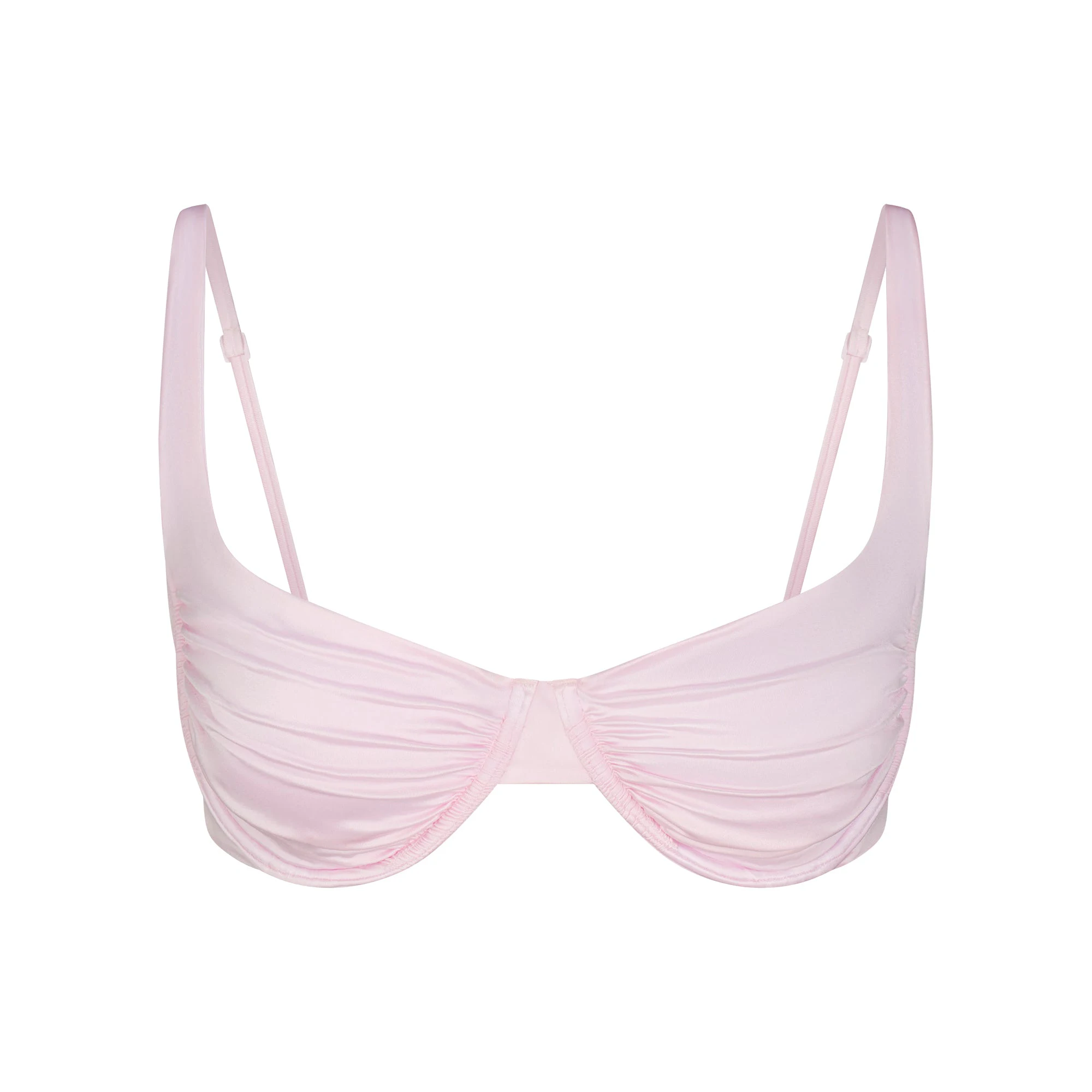 SATIN SWIM UNDERWIRE BALCONETTE BIKINI TOP | CHERRY BLOSSOM FLAT ON A WHITE BACKGROUND | FLT