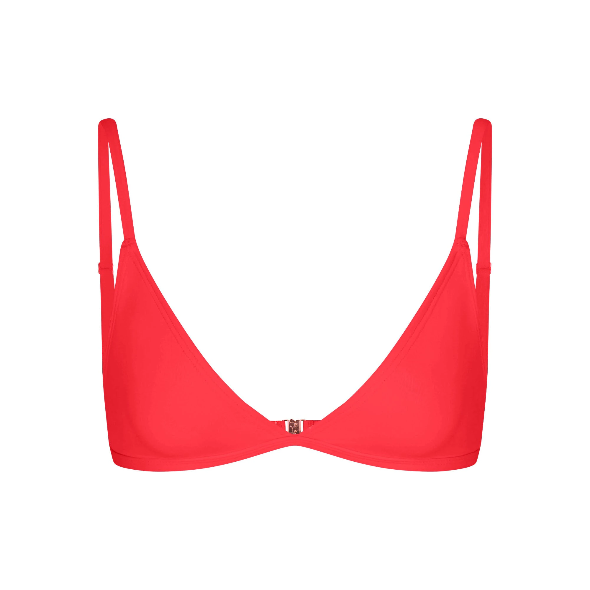 ICONIC SWIM TRIANGLE BIKINI TOP | CARMINE FLAT ON A WHITE BACKGROUND | FLT