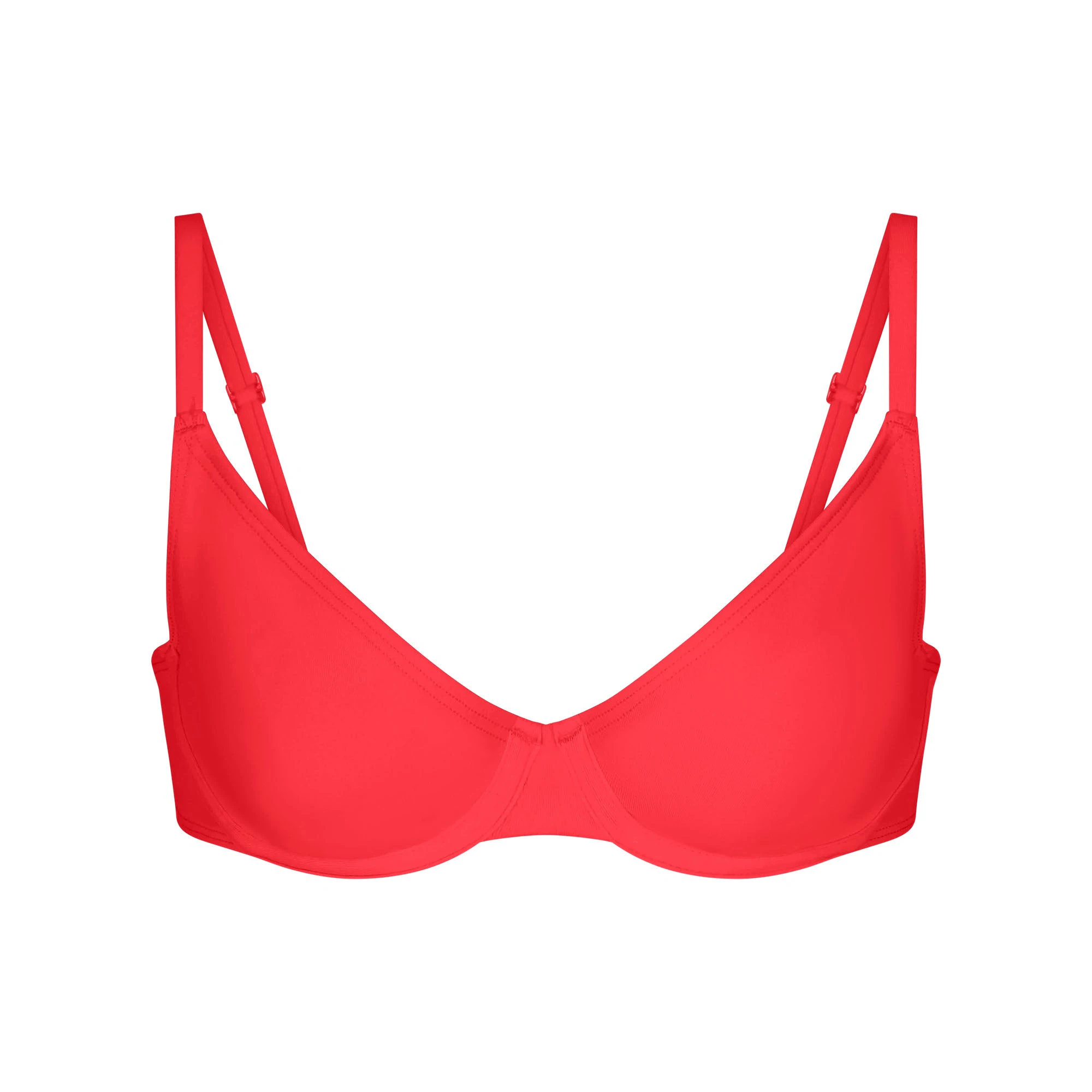 ICONIC SWIM UNDERWIRE DEMI BIKINI TOP | CARMINE FLAT ON A WHITE BACKGROUND | FLT