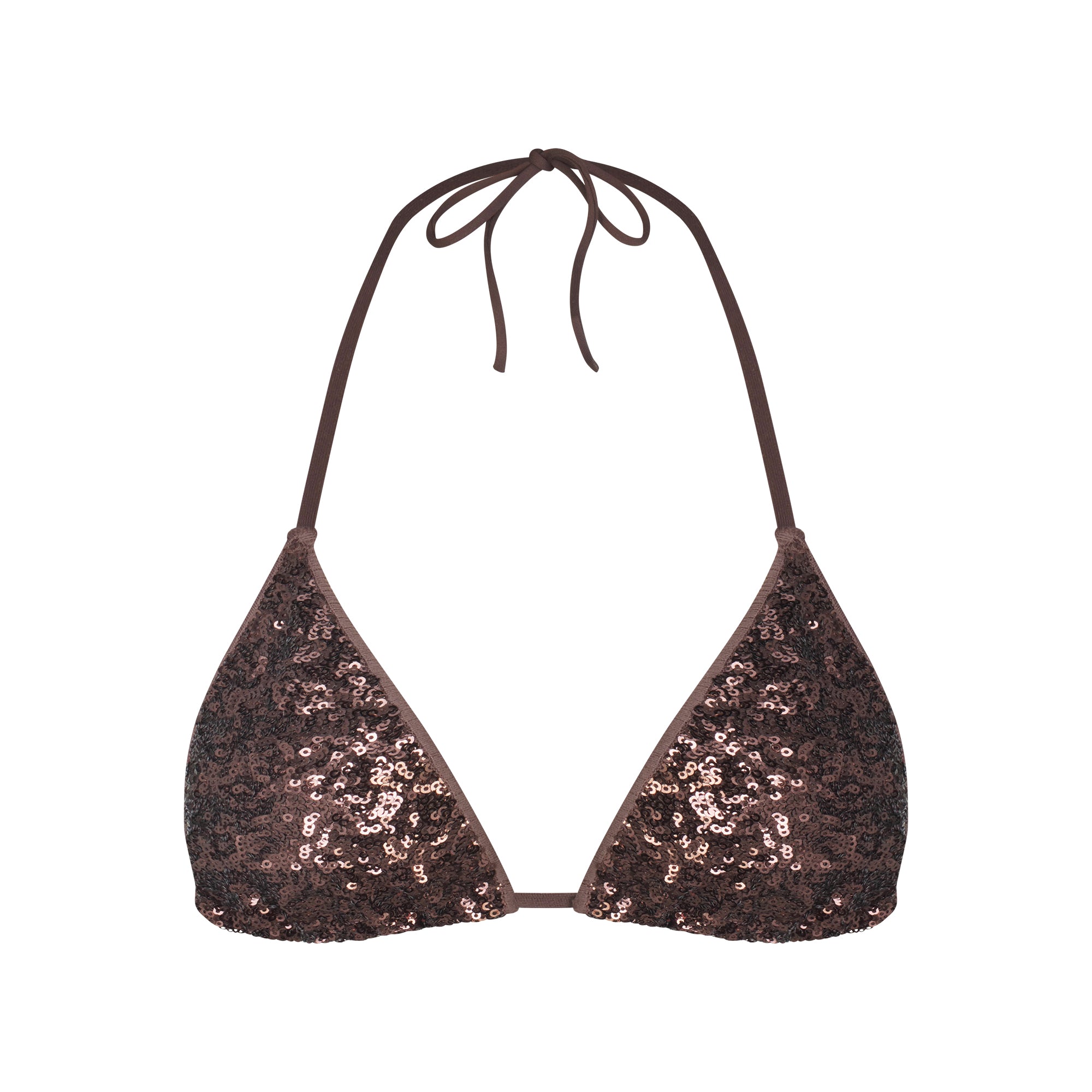 ICONIC SWIM SEQUIN TRIANGLE BIKINI TOP | ESPRESSO ADDITIONAL FABRIC DETAILS