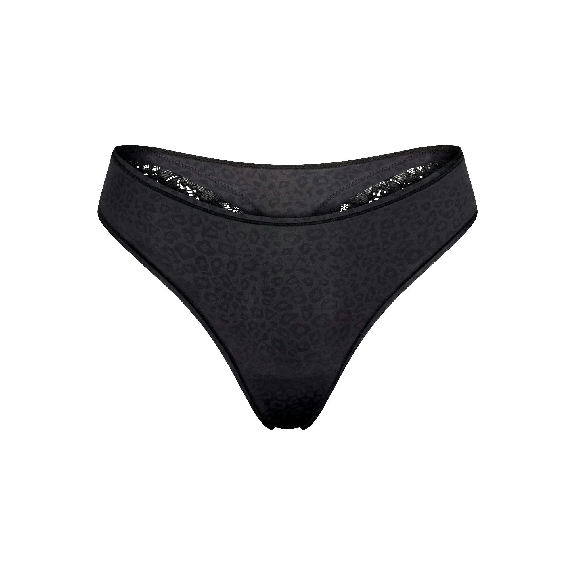 SHINE FOUNDATIONS THONG | ONYX MICRO LEOPARD PRINT (THONGS) FLAT ON A WHITE BACKGROUND