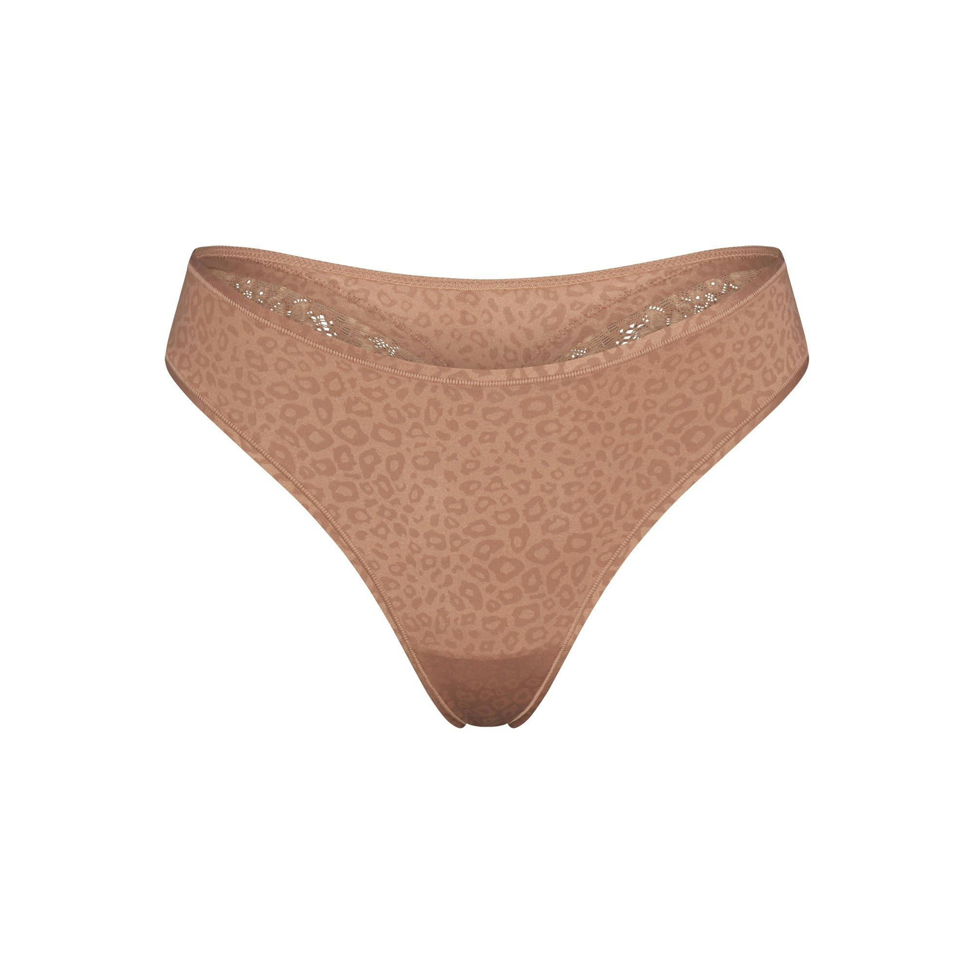 SHINE FOUNDATIONS THONG | SIENNA MICRO LEOPARD PRINT (THONGS) FLAT ON A WHITE BACKGROUND | FLT