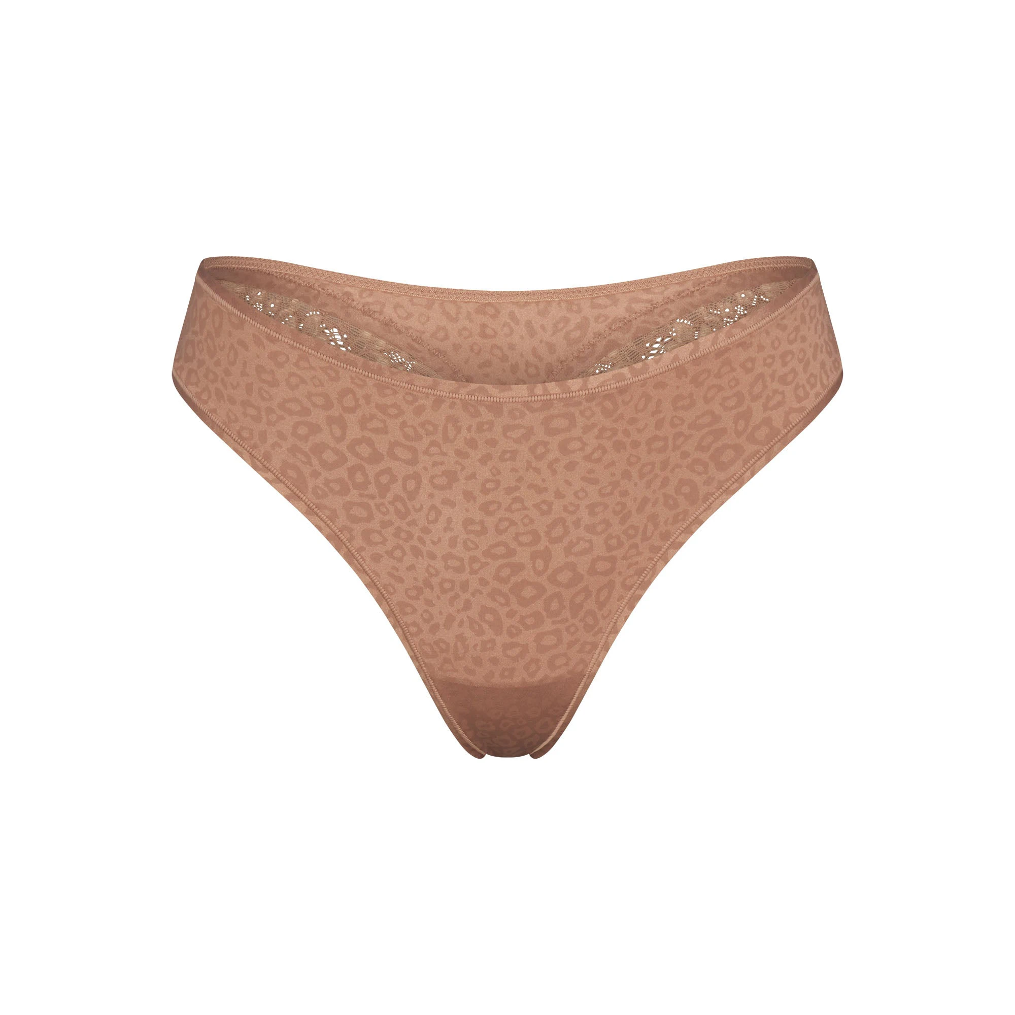 SHINE FOUNDATIONS THONG | SIENNA MICRO LEOPARD PRINT (THONGS) FLAT ON A WHITE BACKGROUND | FLT
