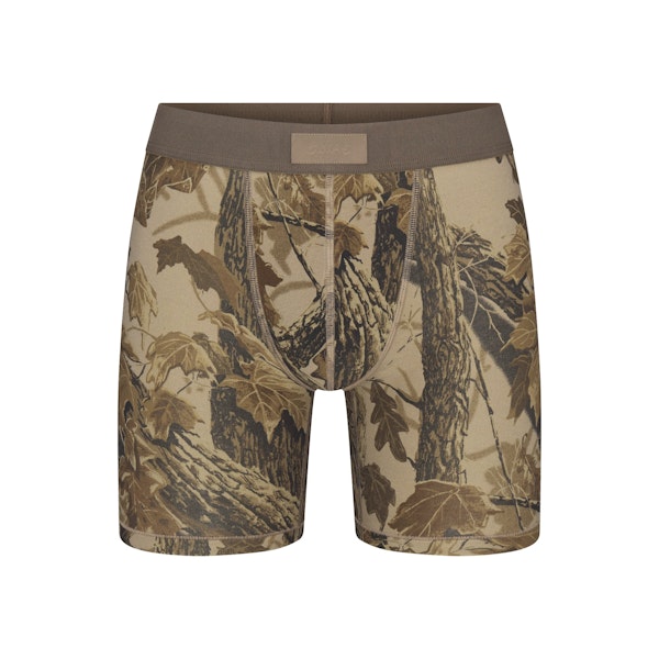 SKIMS COTTON MENS 5" BOXER BRIEF | REALTREE CAMO PRINT FLAT ON A WHITE BACKGROUND | FLT