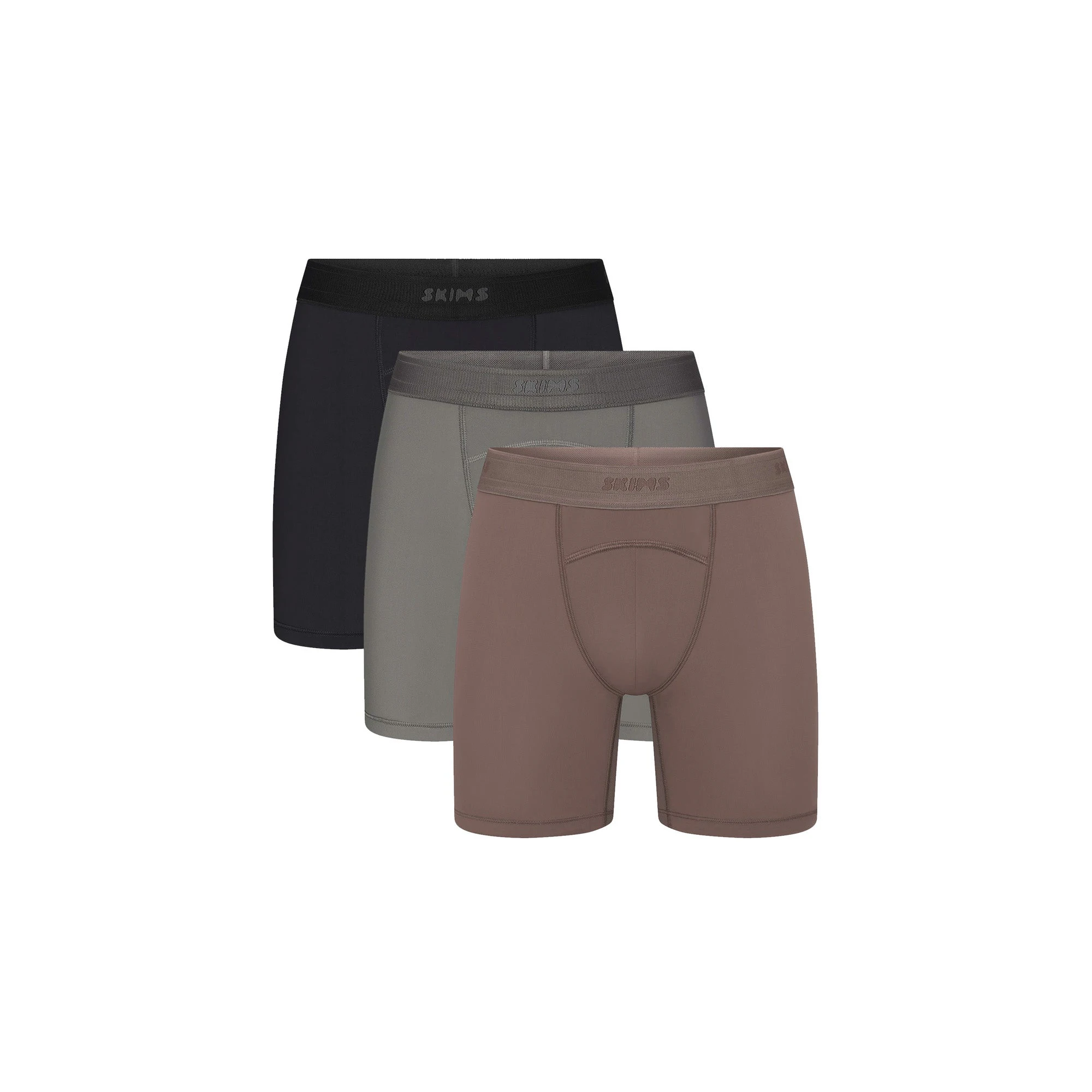 SKIMS SPORT MENS 5" BOXER BRIEF 3-PACK | AMETHYST MULTI (MENS BOXERS) FLAT ON A WHITE BACKGROUND | FLT | FOCUS: 0.0, 1.0, 0.9