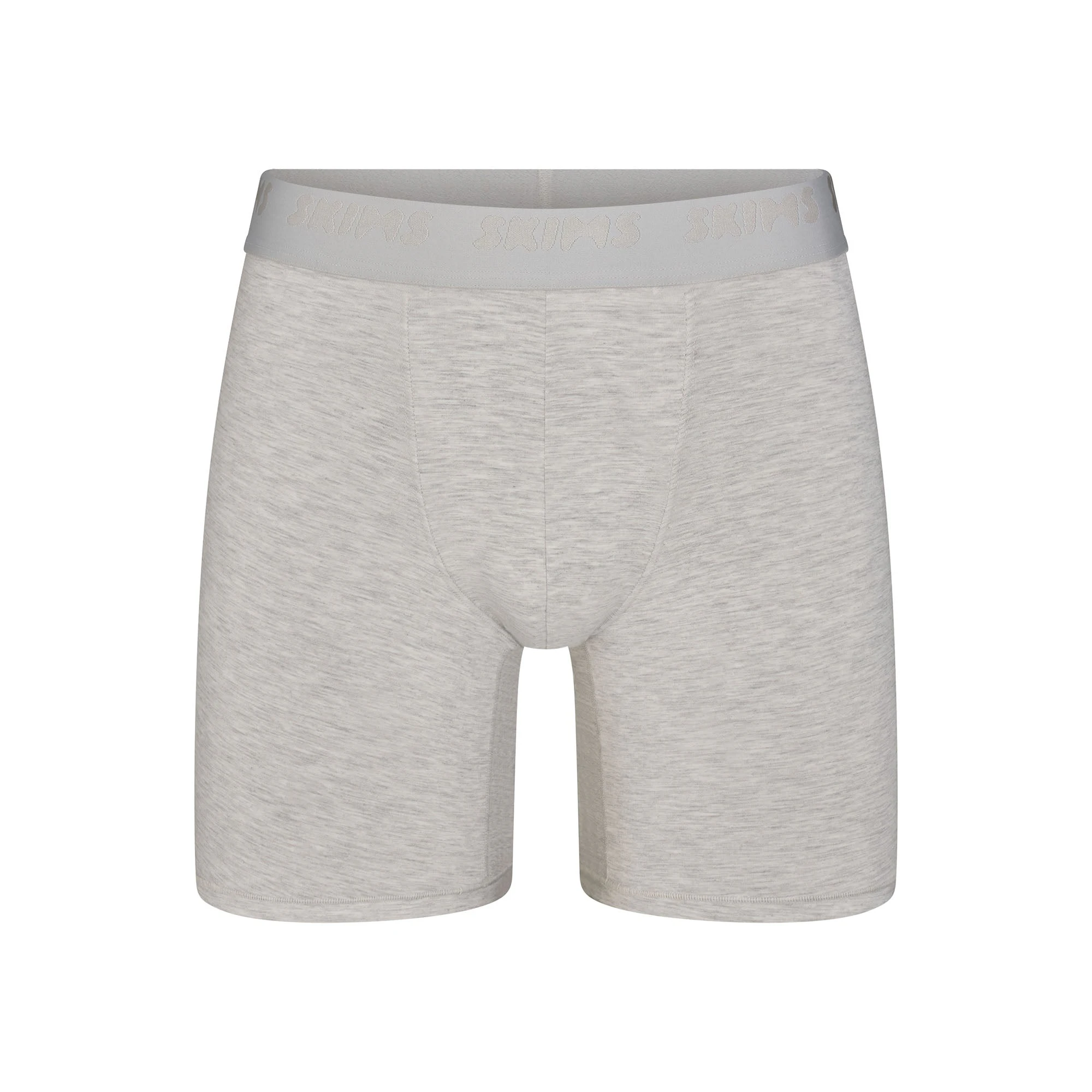 SKIMS STRETCH MENS 5" BOXER BRIEF | LIGHT HEATHER GREY FLAT ON A WHITE BACKGROUND | FLT